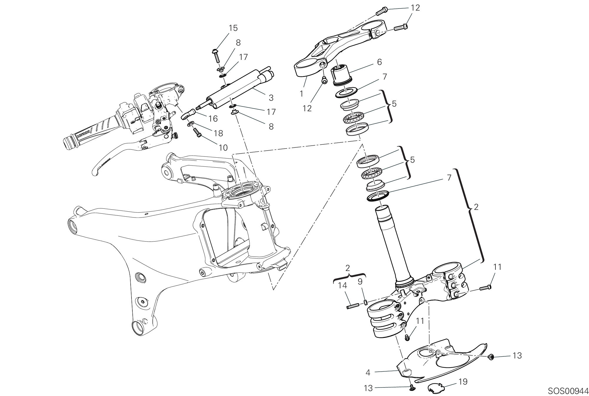 18A ENSEMBLE DIRECTION POUR SUPERBIKE PANIGALE V4 SPECIALE 2018