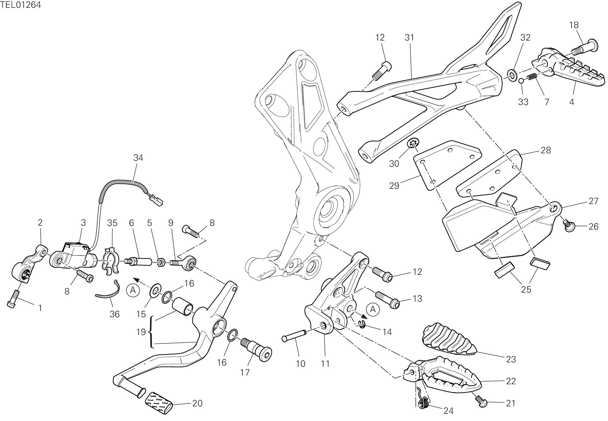 25A REPOSE PIED GAUCHE POUR DIAVEL 1260 S 2019