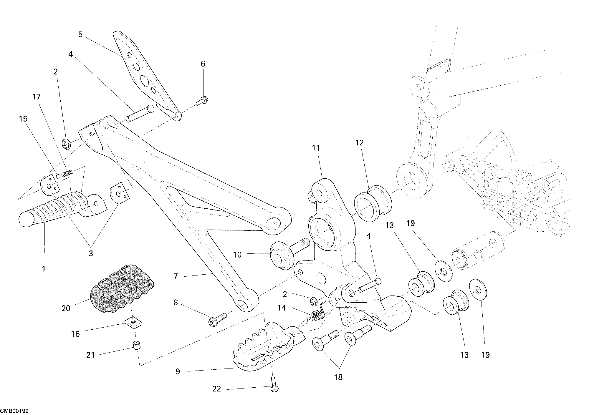 031 REPOSE PIEDS DROIT POUR HYPERMOTARD 1100 S 2009