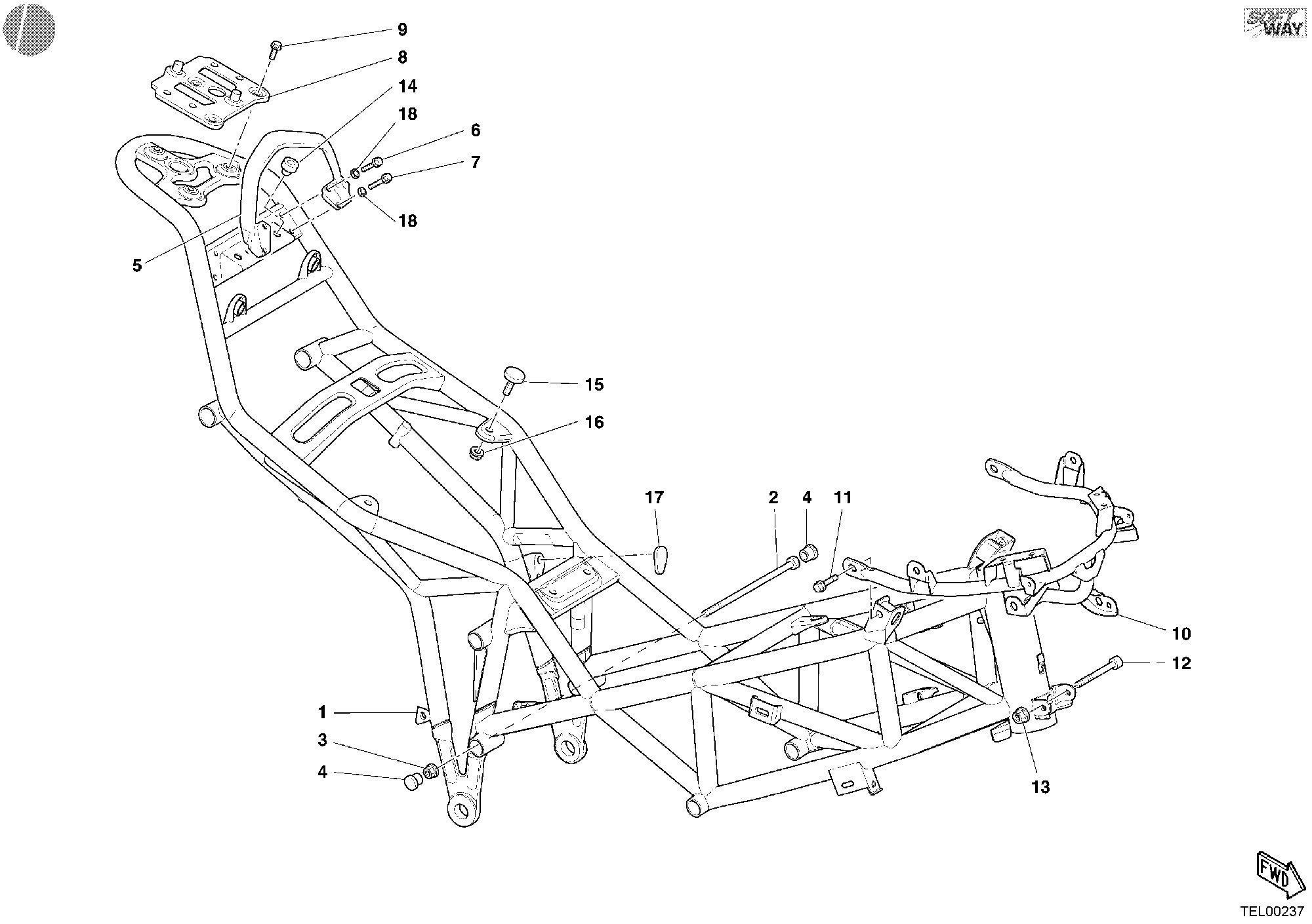 030 CADRE POUR MULTISTRADA 1000 2003