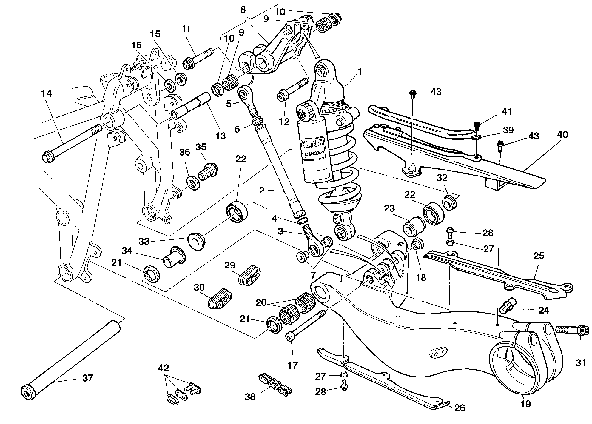 300 AMORTISSEUR ARRIERE POUR SUPERBIKE 996 R 1999