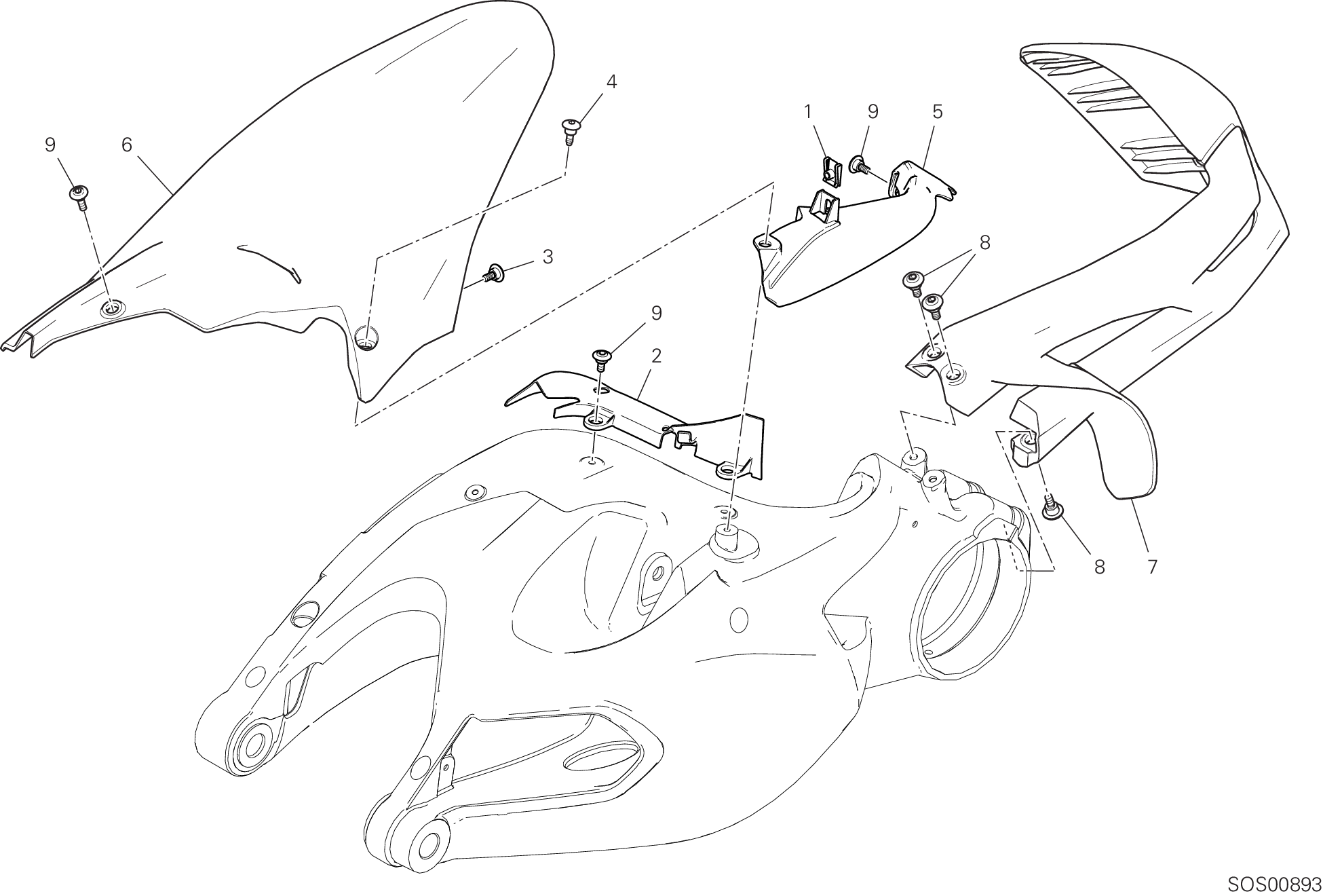 28B GARDE BOUE ARRIERE POUR MULTISTRADA 1260 ABS 2018