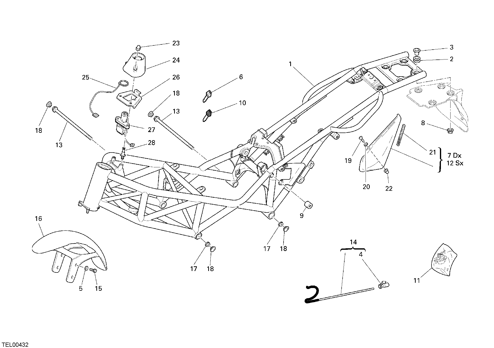 024 CADRE POUR MONSTER S2R 800 2007