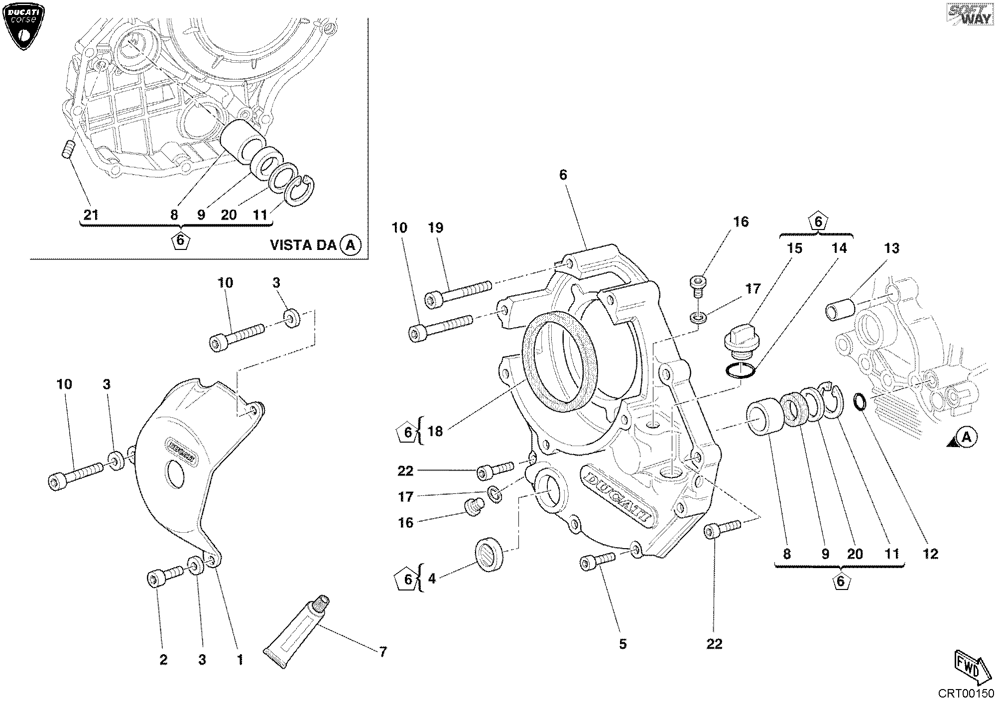 005 COUVERCLE EMBRAYAGE POUR SUPERBIKE 998 RS 2003
