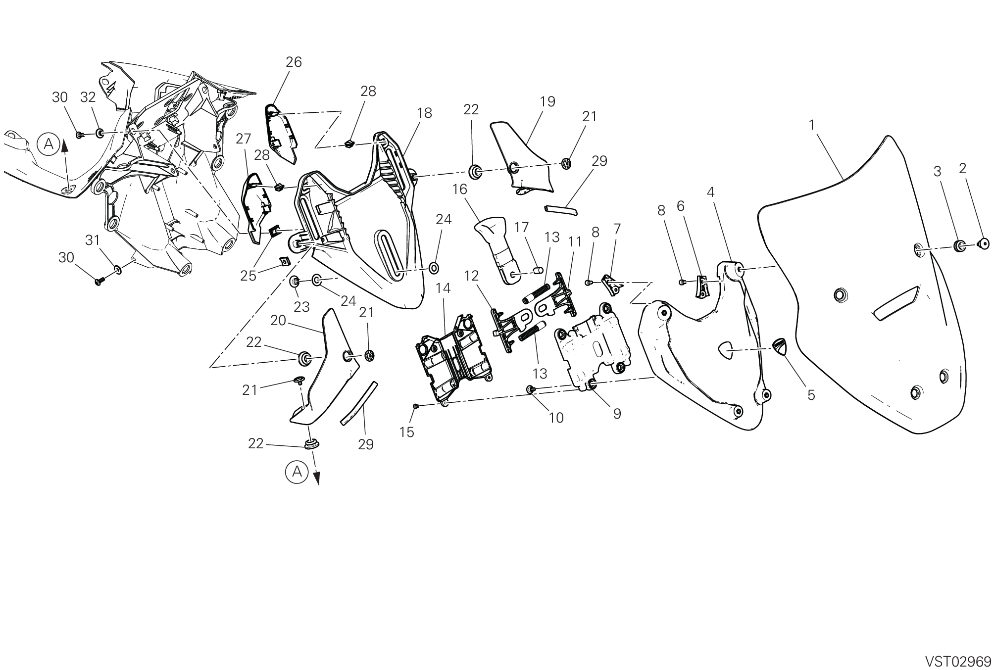 34C PARE BRISE POUR MULTISTRADA V2 2025