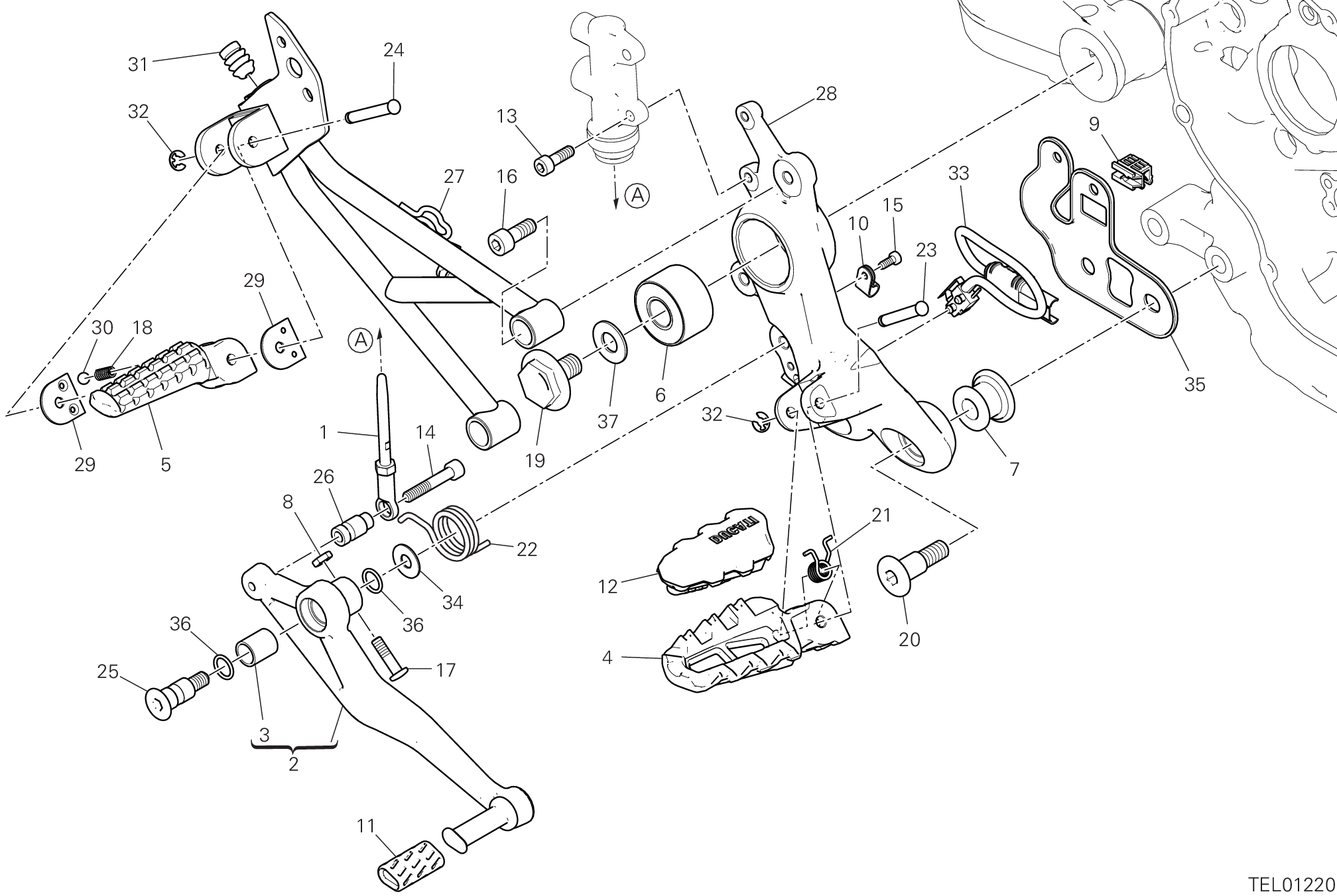 25B REPOSE PIEDS DROIT POUR HYPERMOTARD 950 2020