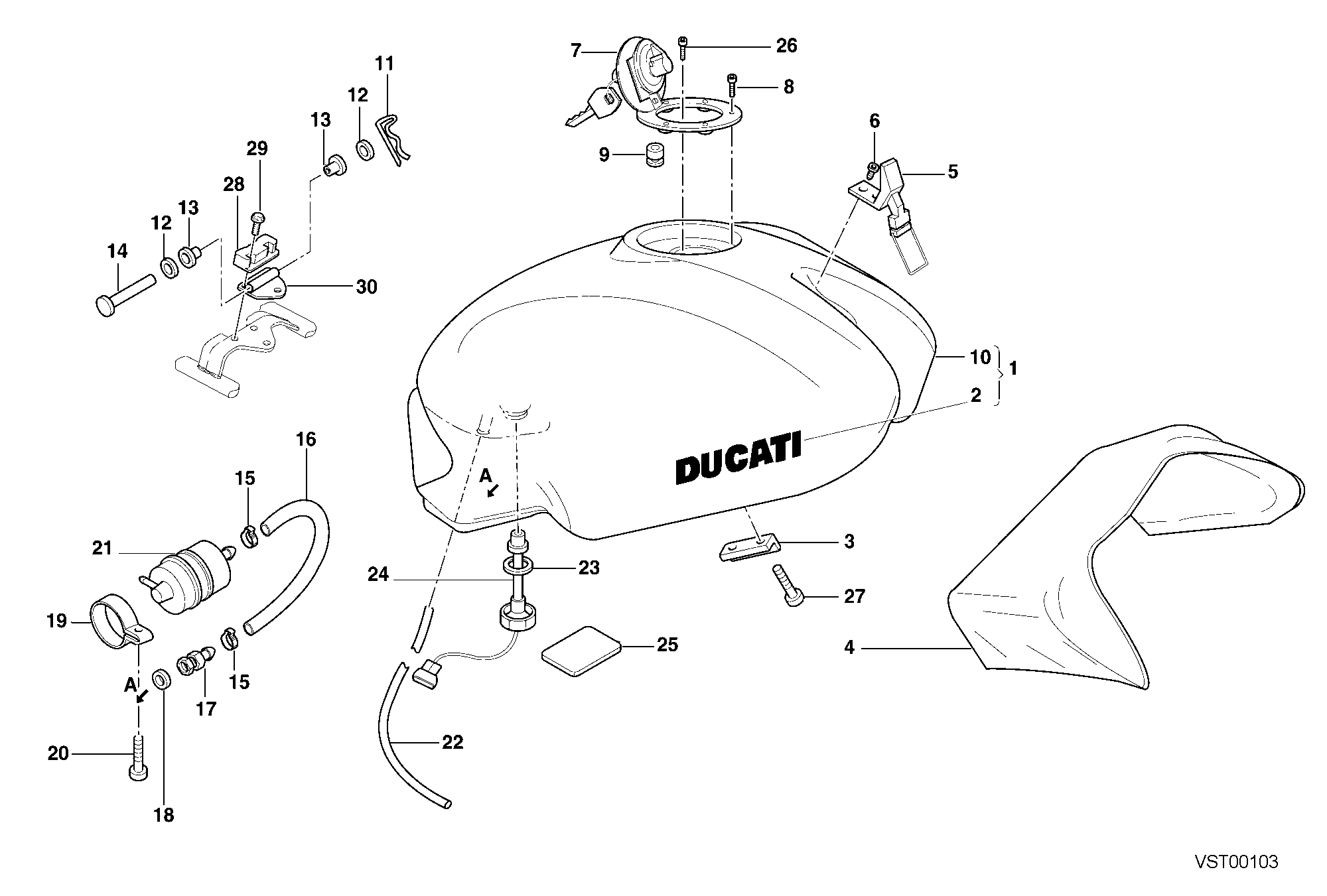 036 RESERVOIR CARBURANT MY01 POUR MONSTER 400 2000