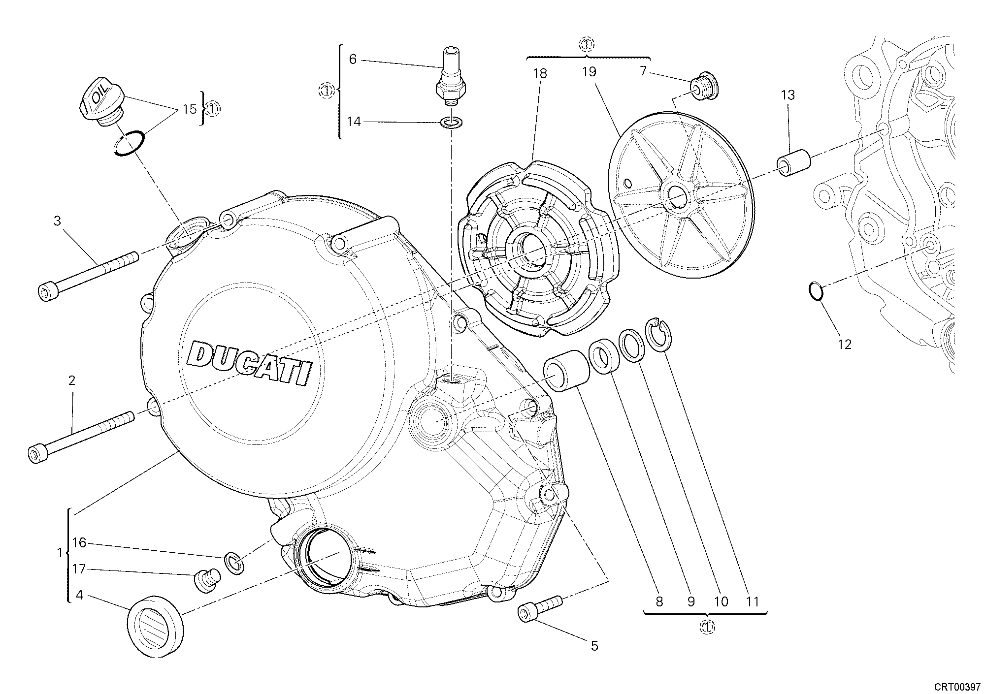 005 COUVERCLE EMBRAYAGE POUR HYPERMOTARD 796 2012