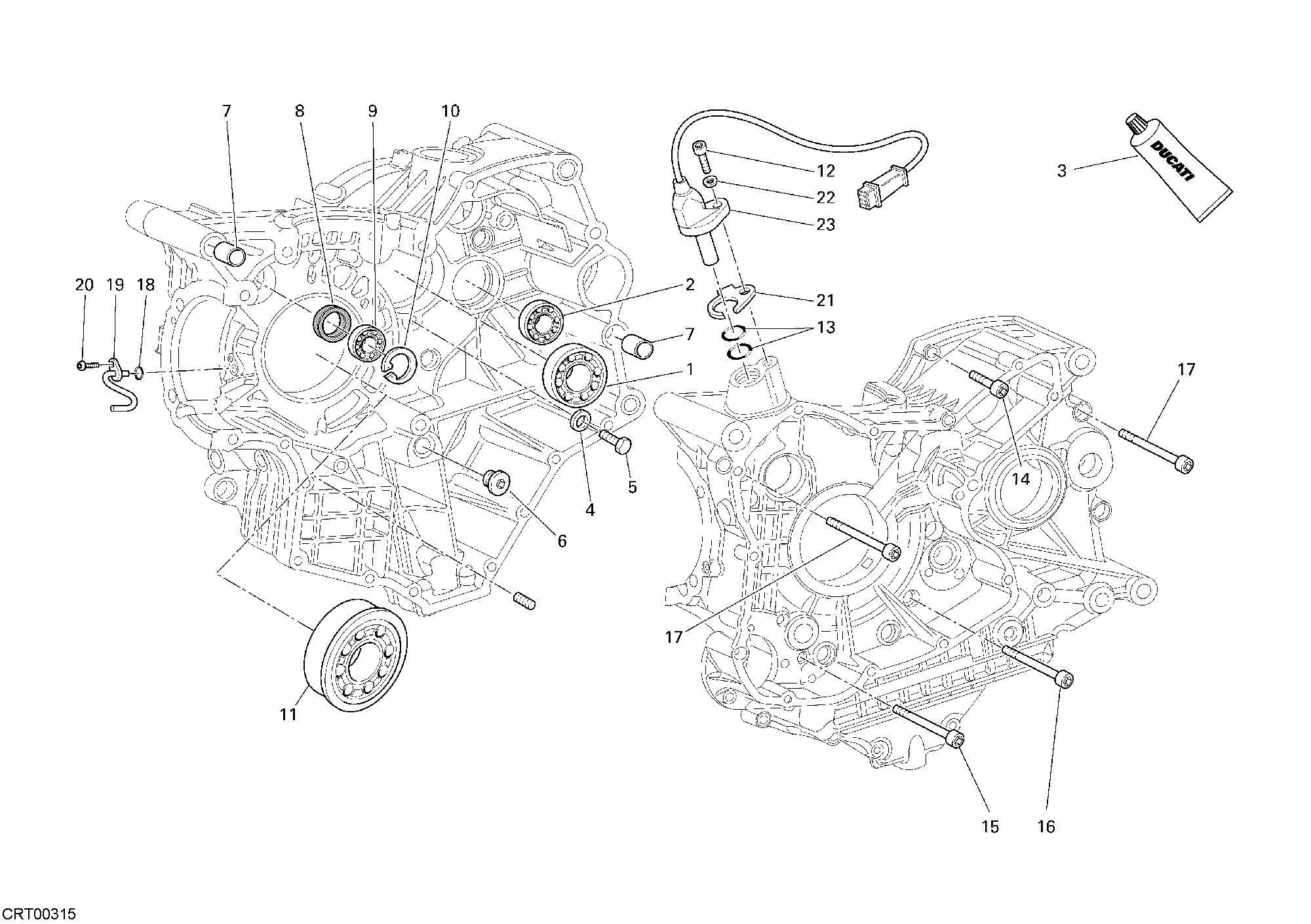 10A ROULEMENTS CARTER MOTEUR POUR SUPERBIKE 1098 S TRICOLORE 2007
