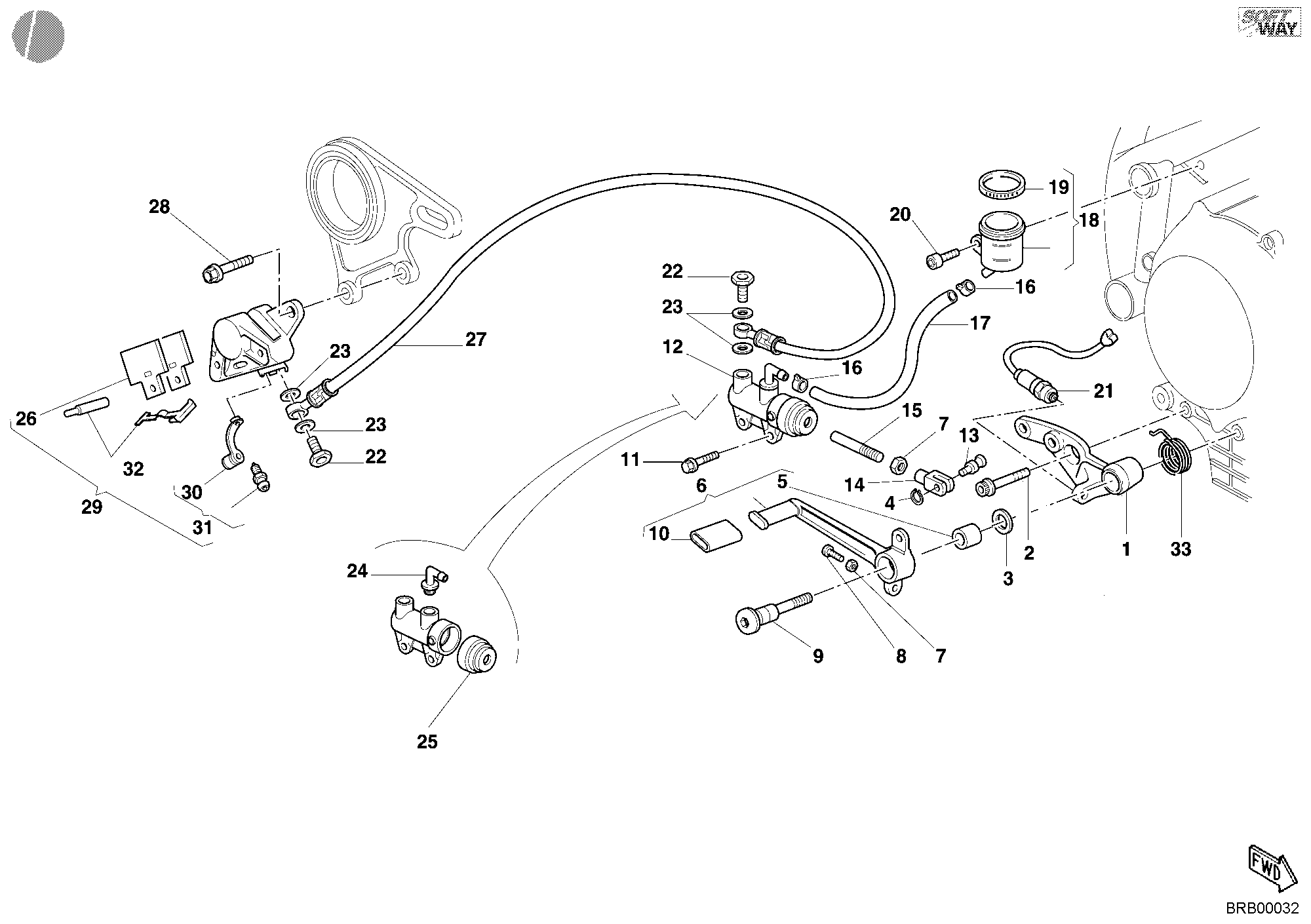 026 SYSTEME DE FREIN ARRIERE POUR SUPERBIKE 748 R SINGLE SEAT 2002