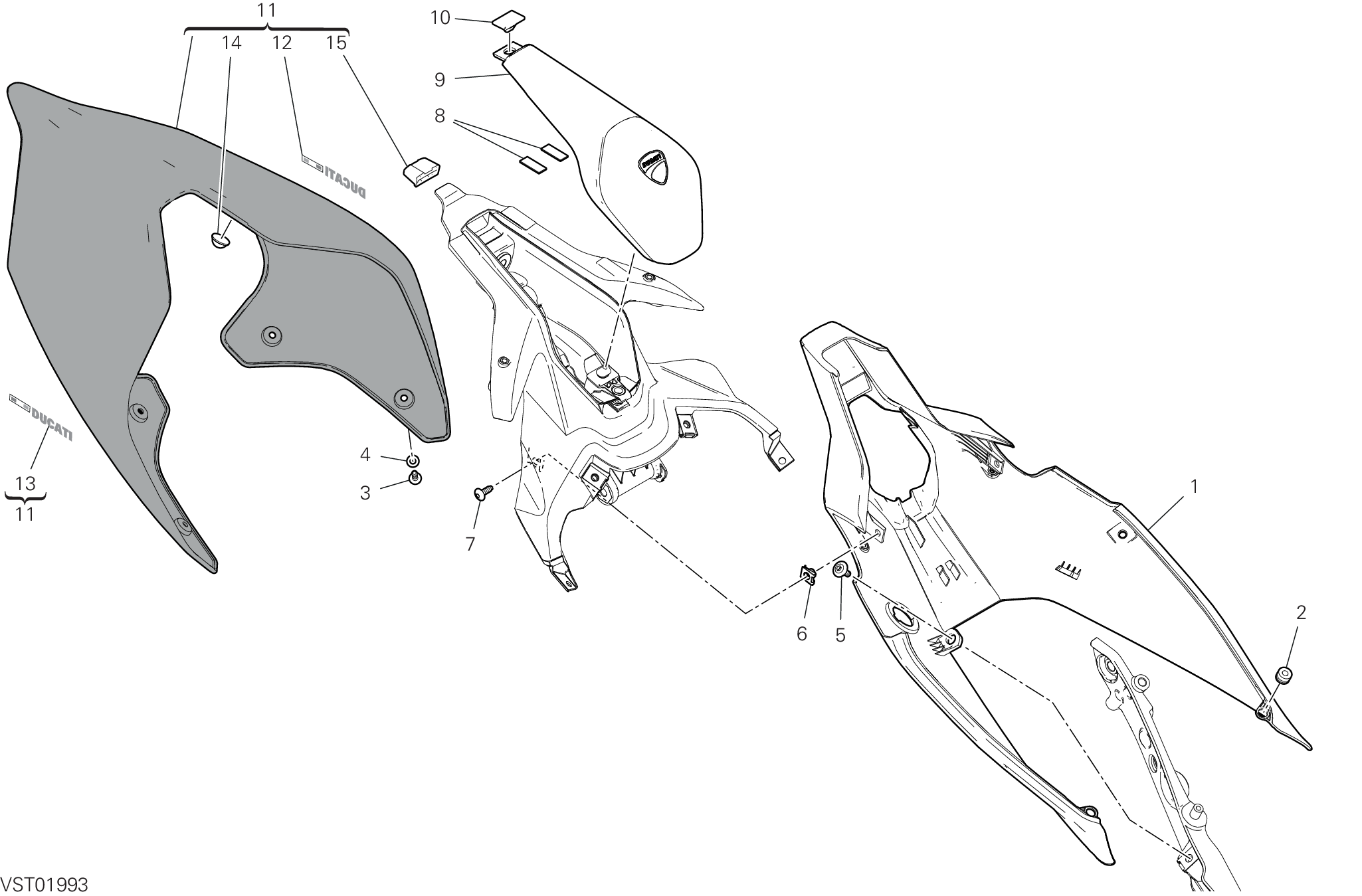 37D QUEUE DE CARENAGE POUR SUPERBIKE PANIGALE V4 2019