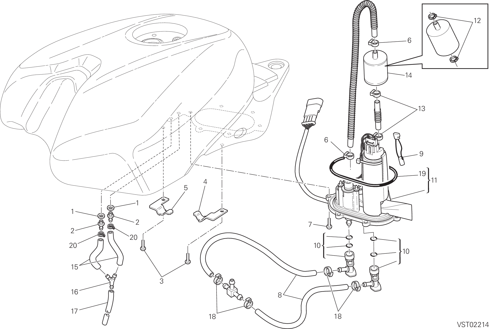 32A POMPE A CARBURANT POUR SUPERBIKE 848 EVO 2011