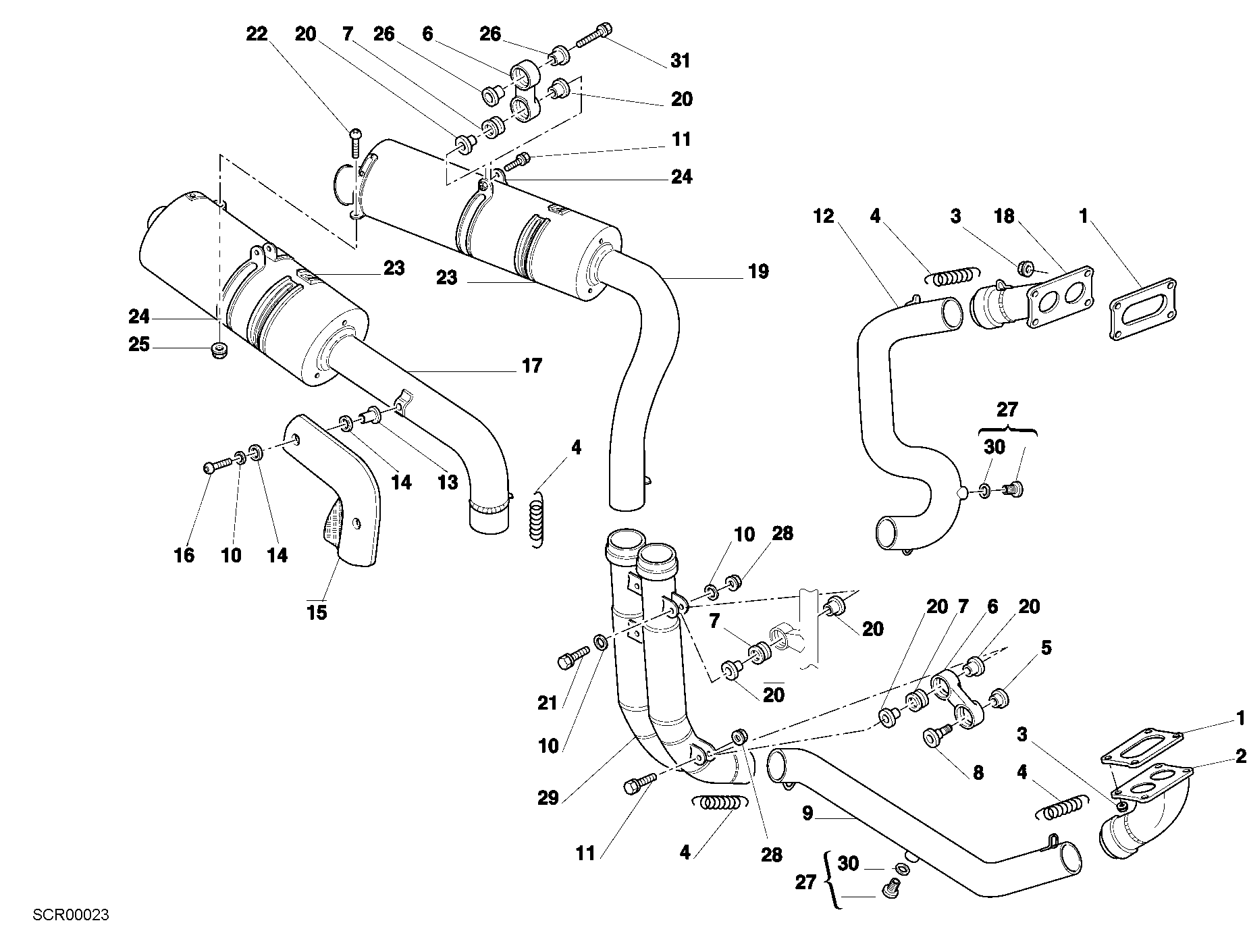 019 ECHAPPEMENT POUR SUPERBIKE 998 R 2002