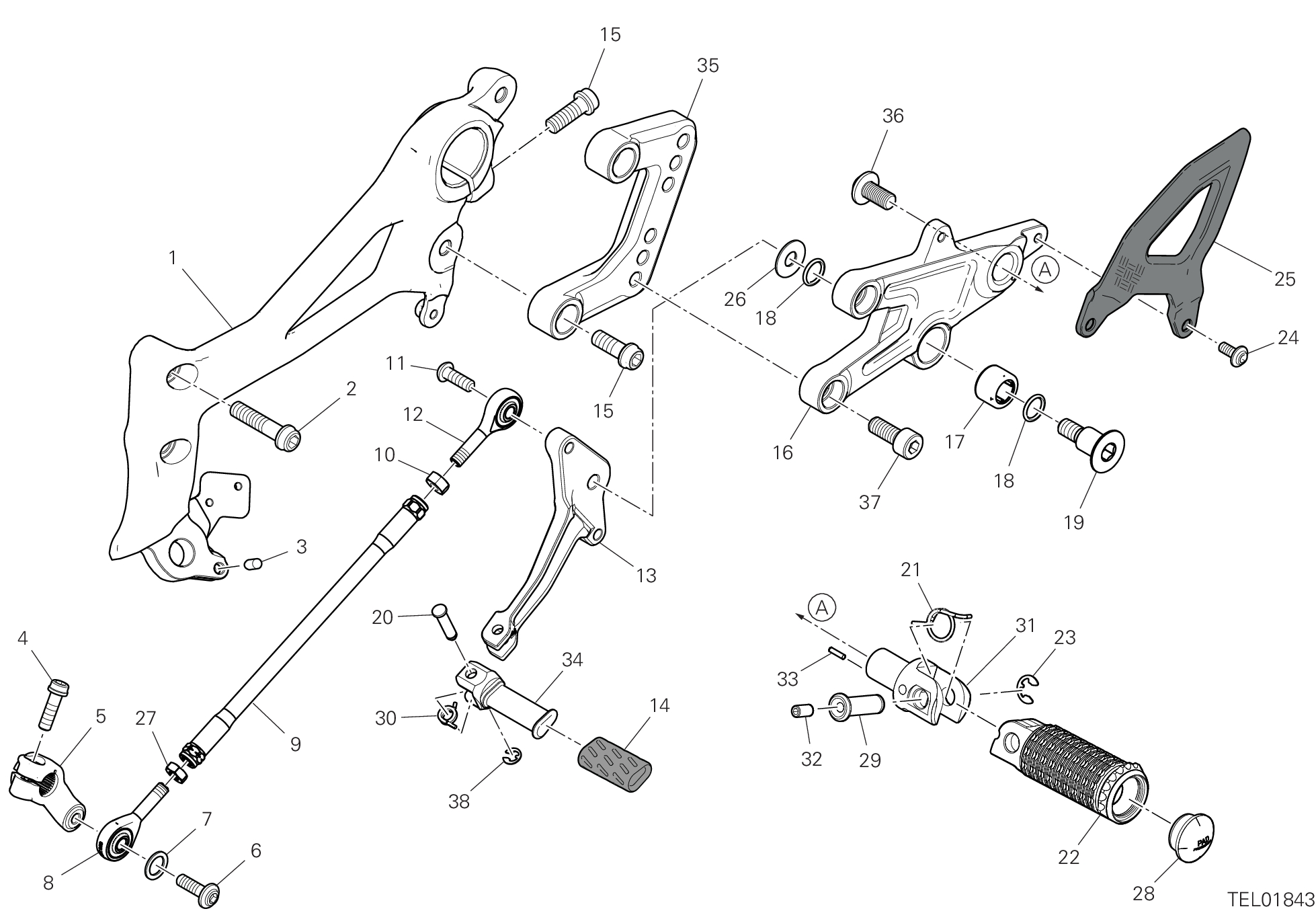26A REPOSE PIED GAUCHE POUR SUPERBIKE PANIGALE V4 TRICOLORE 2025