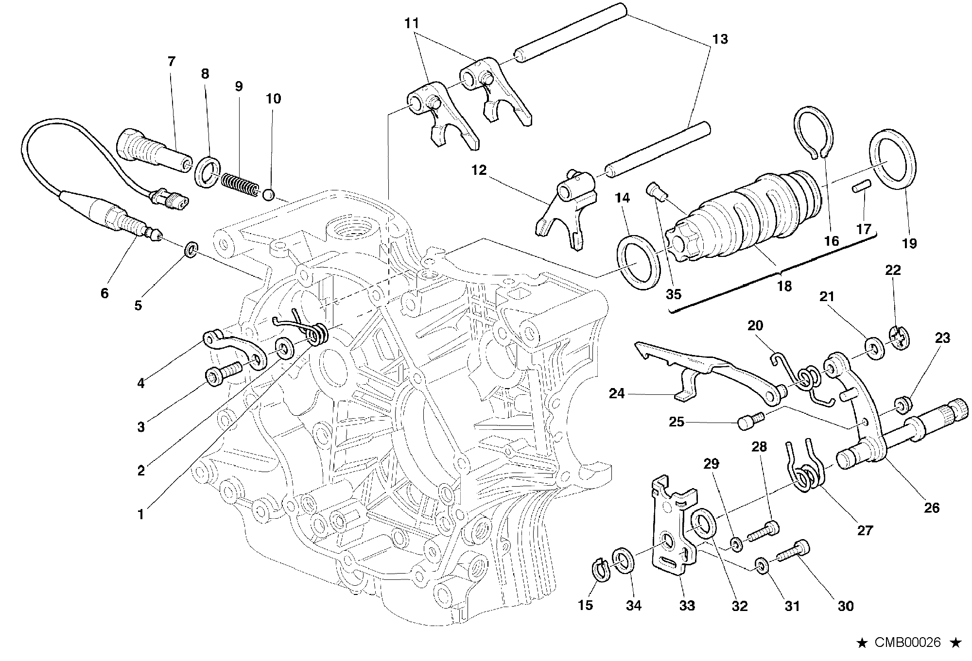 002 ARBRE SELECTEUR DE VITESSES POUR MONSTER 400 2000
