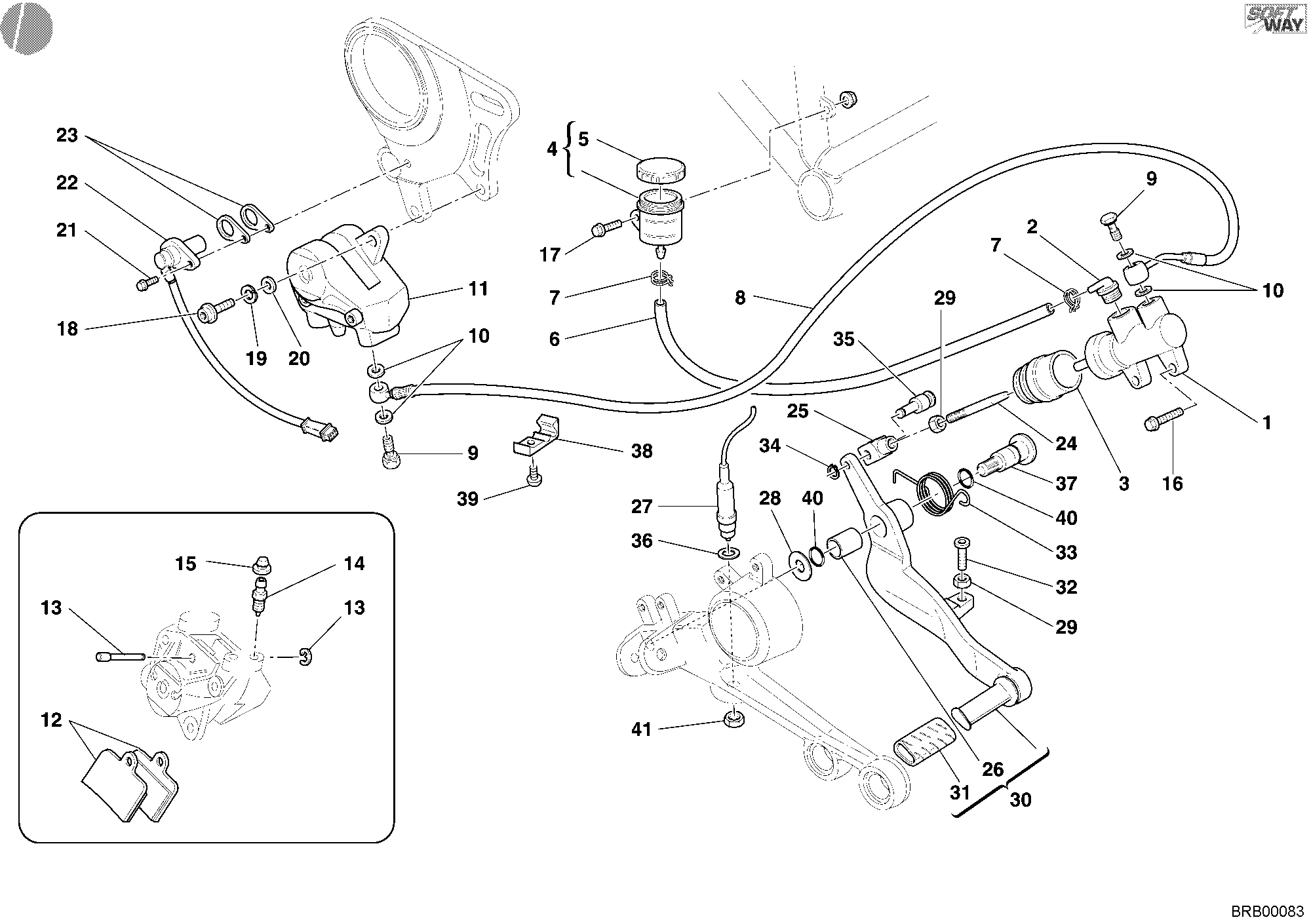 030 SYSTEME DE FREIN ARRIERE POUR MONSTER S4R 2003