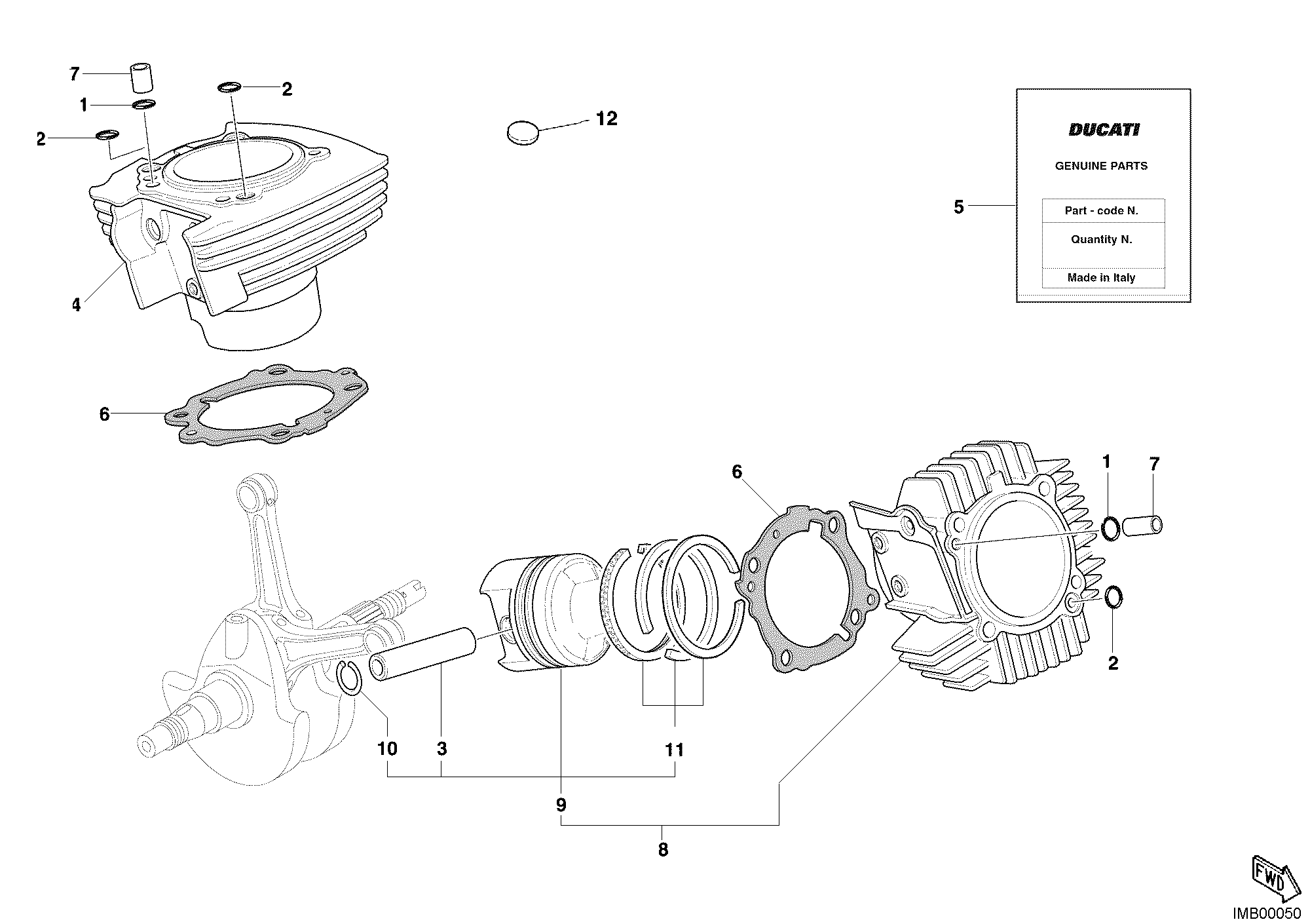 007 CYLINDRE PISTON POUR MONSTER 800 2004