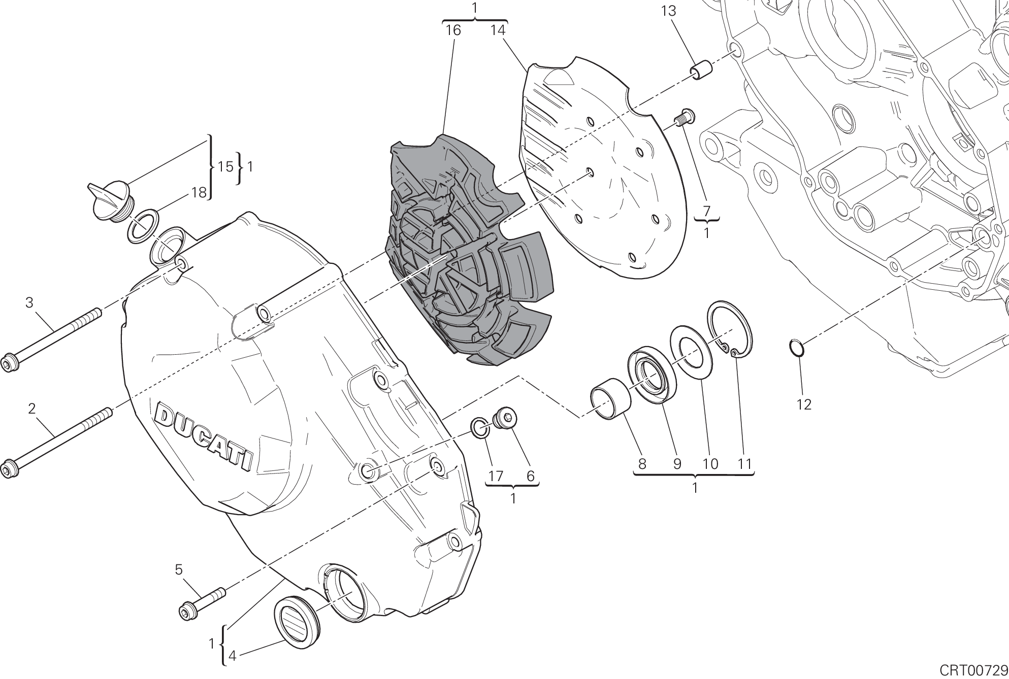 005 COUVERCLE EMBRAYAGE POUR MULTISTRADA 1200 ENDURO TOURING 2017