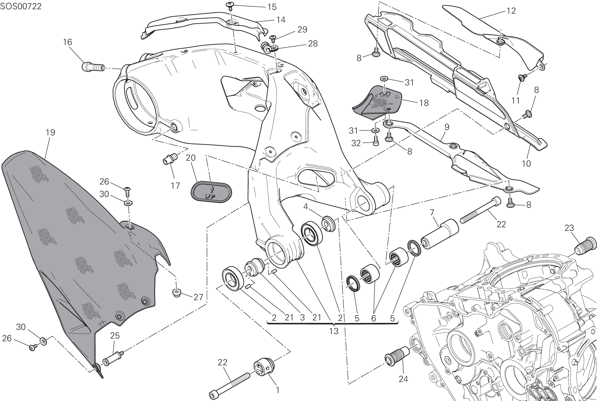 28A BRAS OSCILLANT ARRIERE POUR SUPERBIKE 1199 PANIGALE SUPERLEGGERA 2014