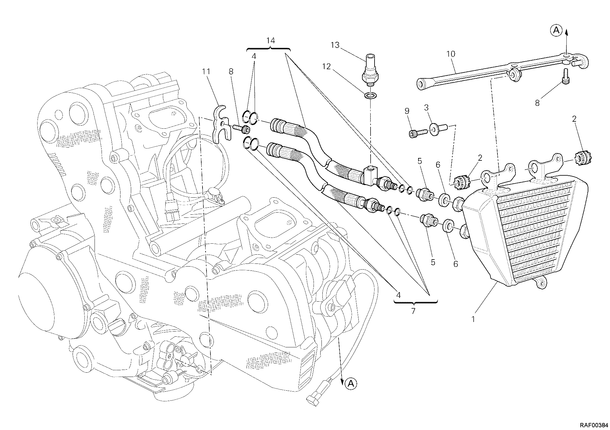 016 RADIATEUR A HUILE POUR SUPERBIKE 1198 R 2010