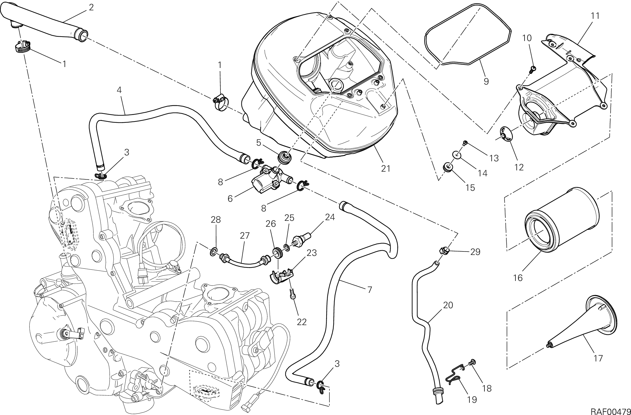 029 ASPIRAZIONE ARIA SFIATO OLIO POUR HYPERMOTARD 2013