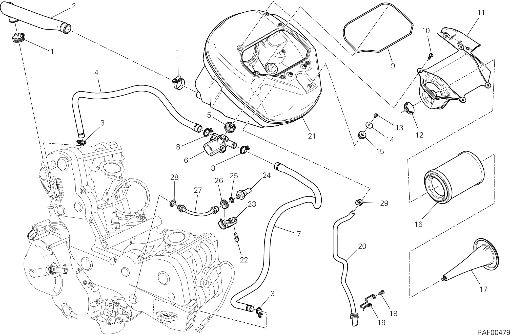 029 ASPIRAZIONE ARIA SFIATO OLIO POUR HYPERMOTARD 2015