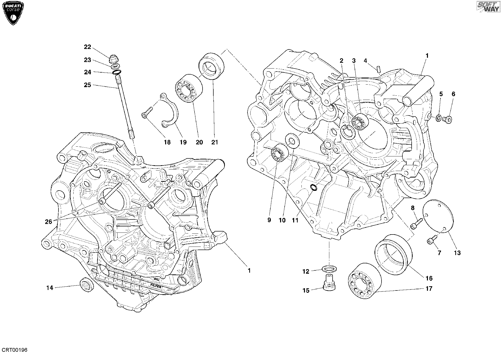 010 CARTER MOTEUR POUR SUPERBIKE 999 RS 2004