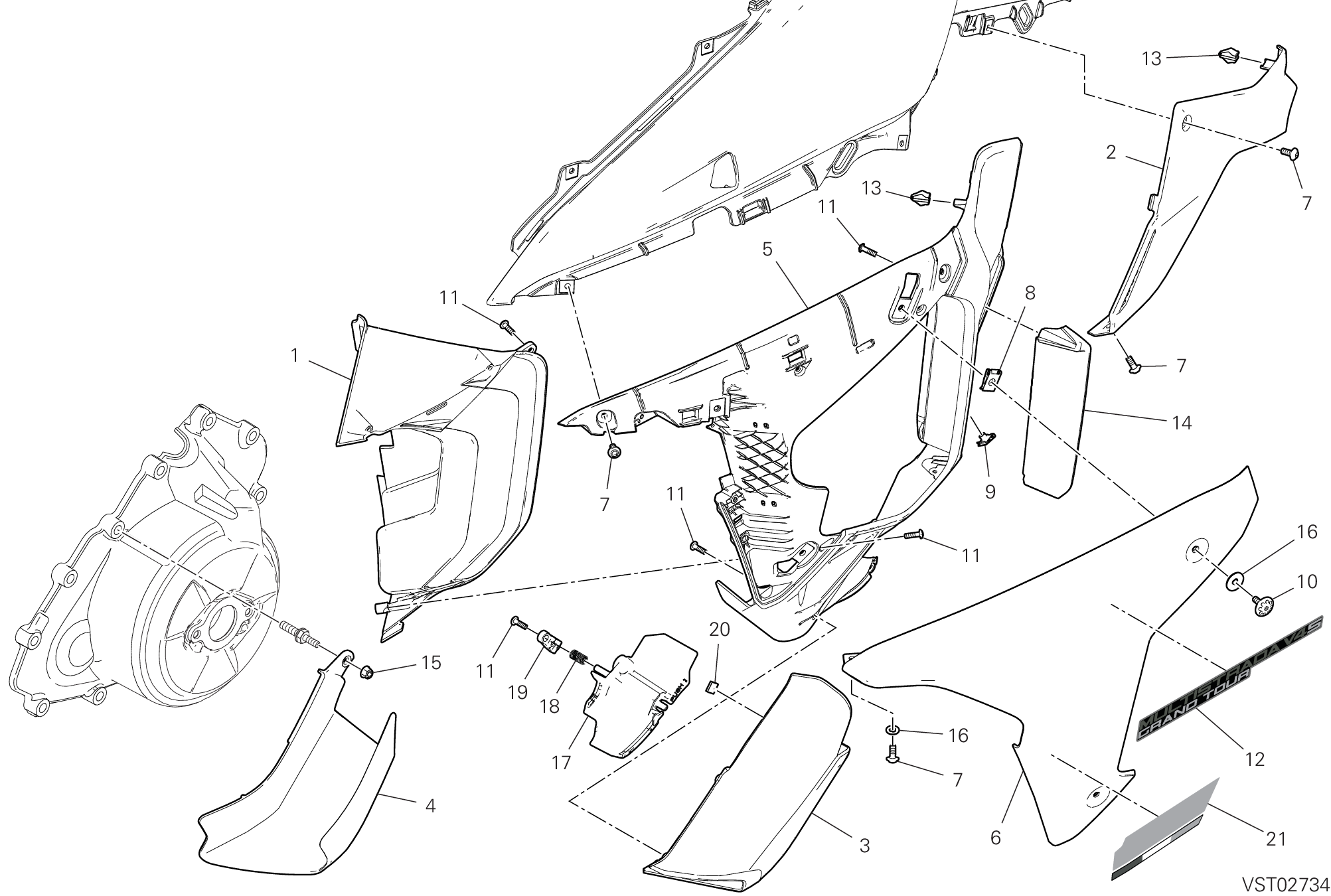 37F PANNEAU LATERAL GAUCHE POUR MULTISTRADA V4 GRAND TOUR 2024