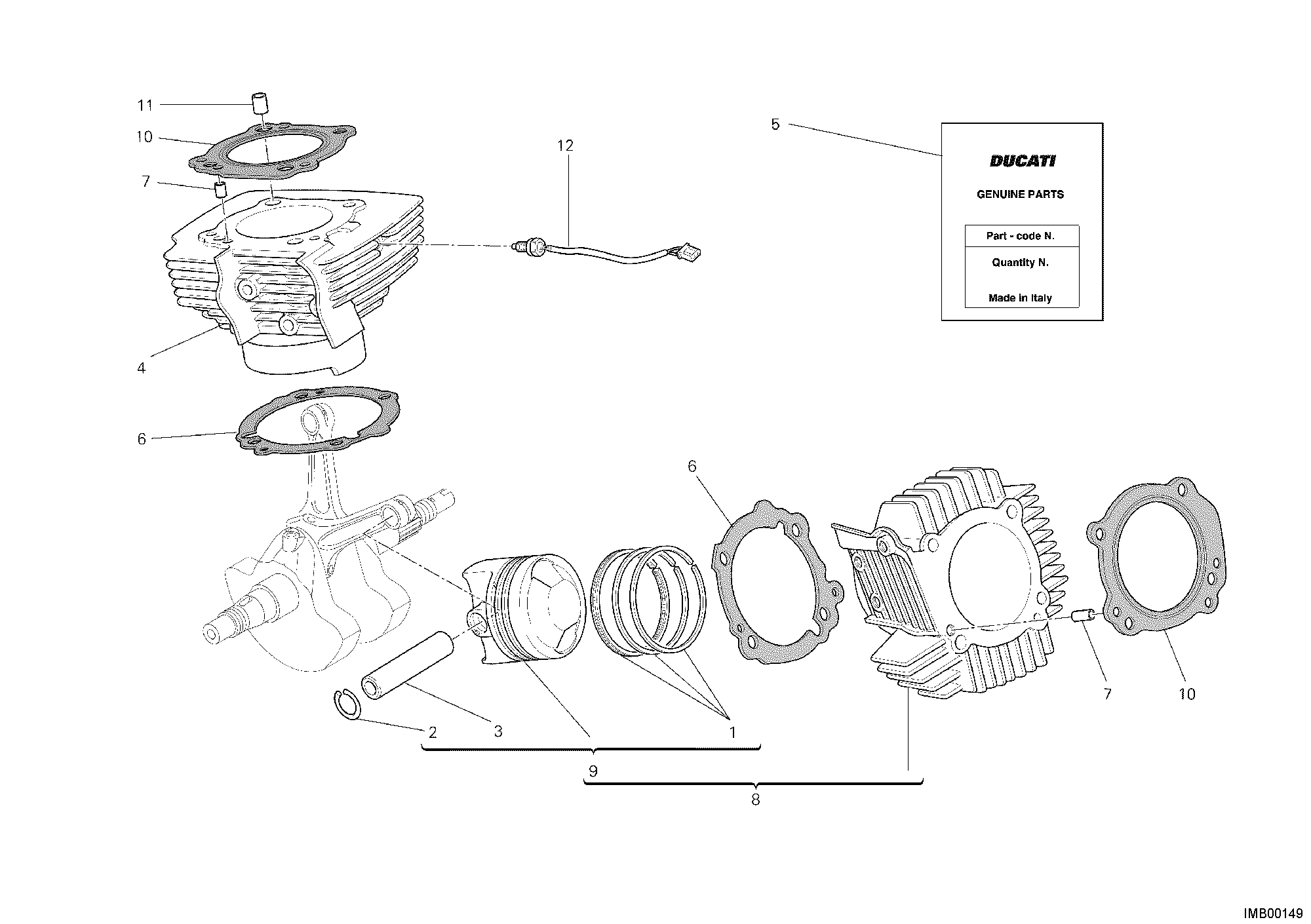 007 CYLINDRE PISTON POUR HYPERMOTARD 796 2012