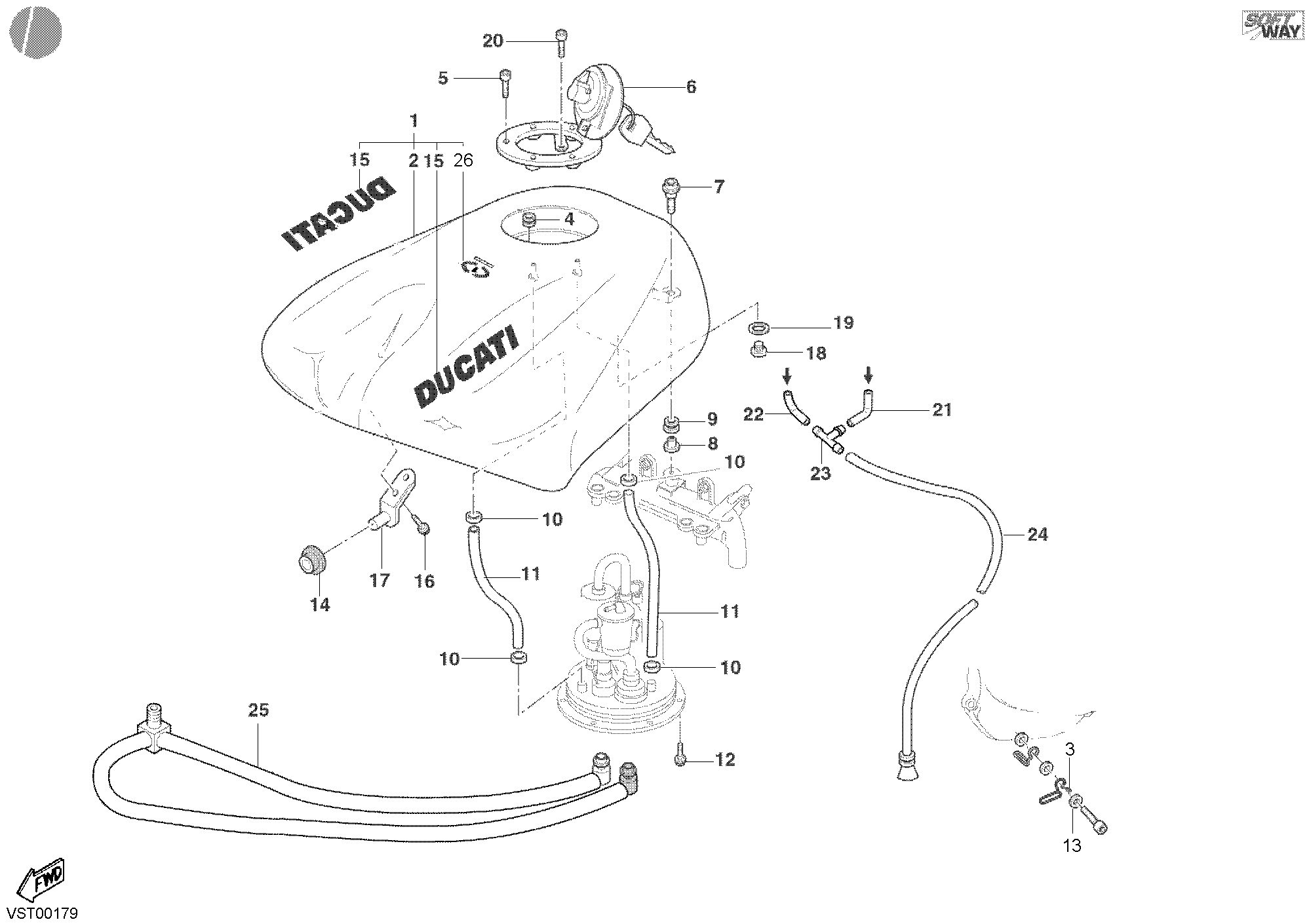 034 RESERVOIR CARBURANT POUR SUPERBIKE 998 2003