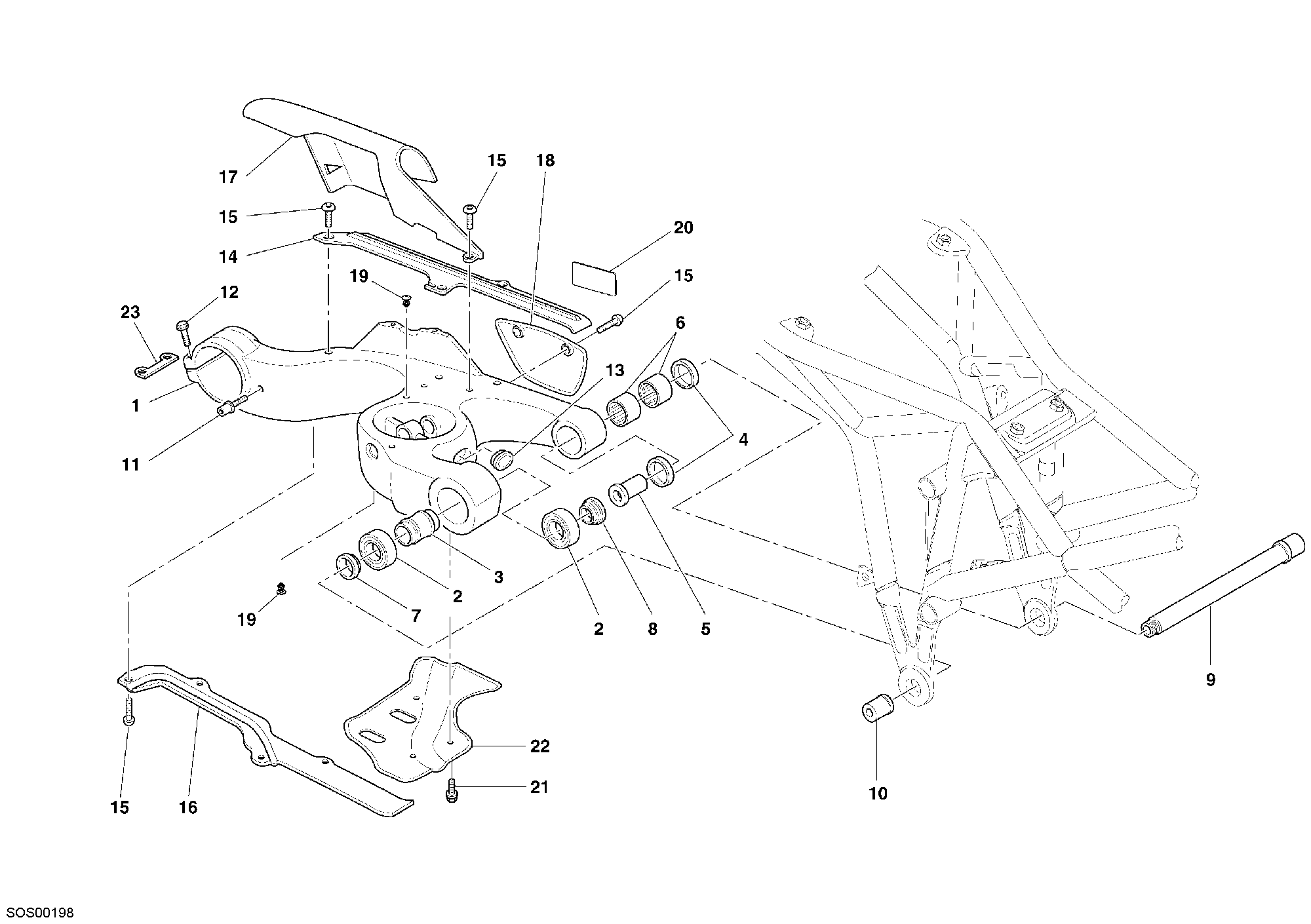 032 BRAS OSCILLANT POUR MULTISTRADA 1100 2007