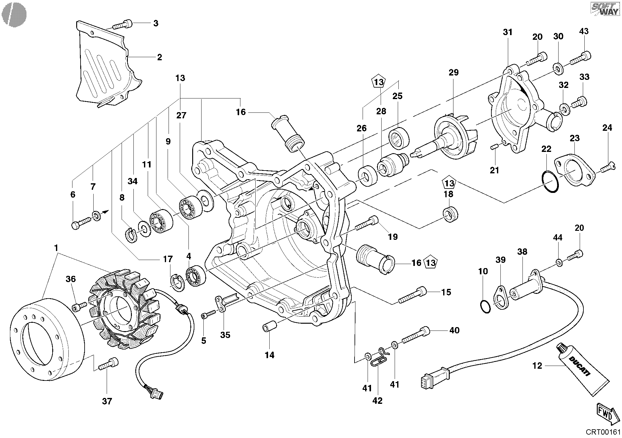 011 COUVERCLE GENERATEUR POMPE EAU POUR SUPERBIKE 998 2003