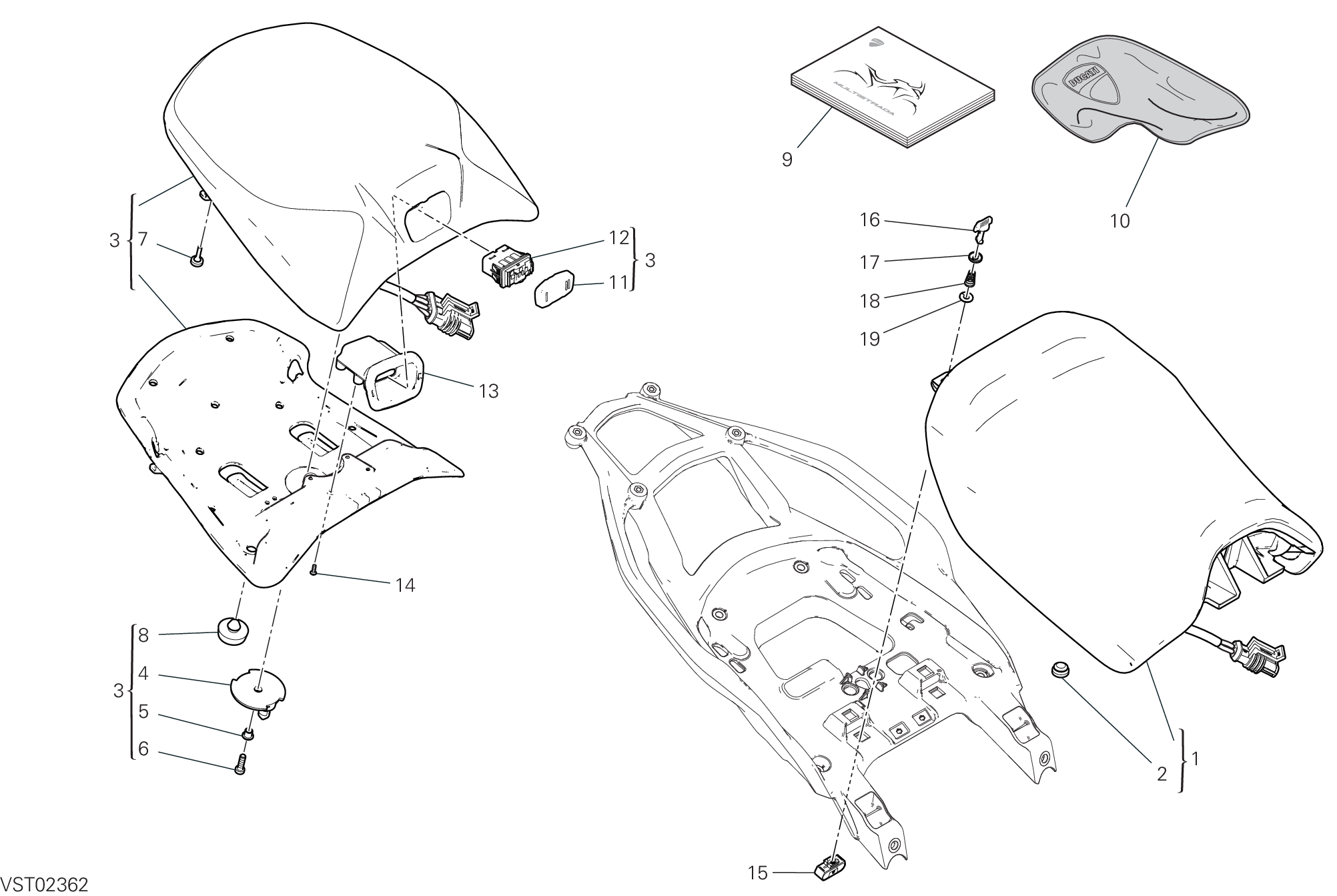 32A SELLES PILOTE ET PASSAGER POUR MULTISTRADA V4S TRAVEL RADAR 2022