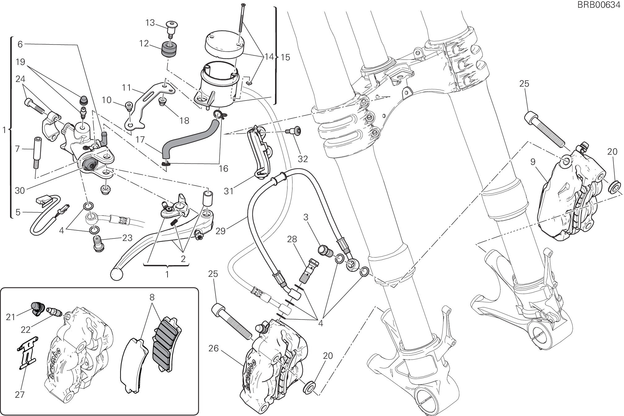 024 SYSTEME DE FREIN AVANT POUR SUPERBIKE 1299R FINAL EDITION 2018