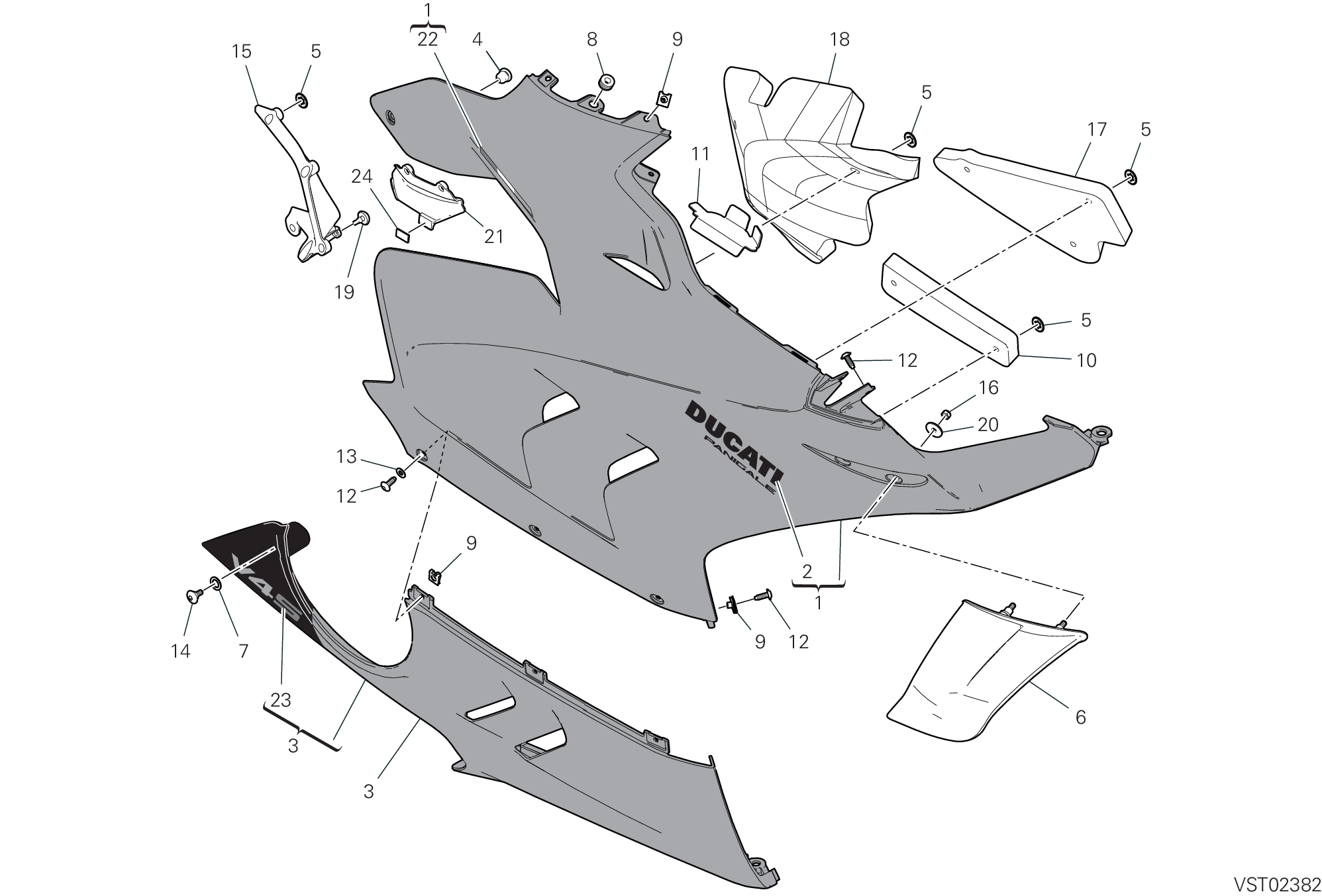37B CARENE DROITE POUR SUPERBIKE PANIGALE V4 S 2023