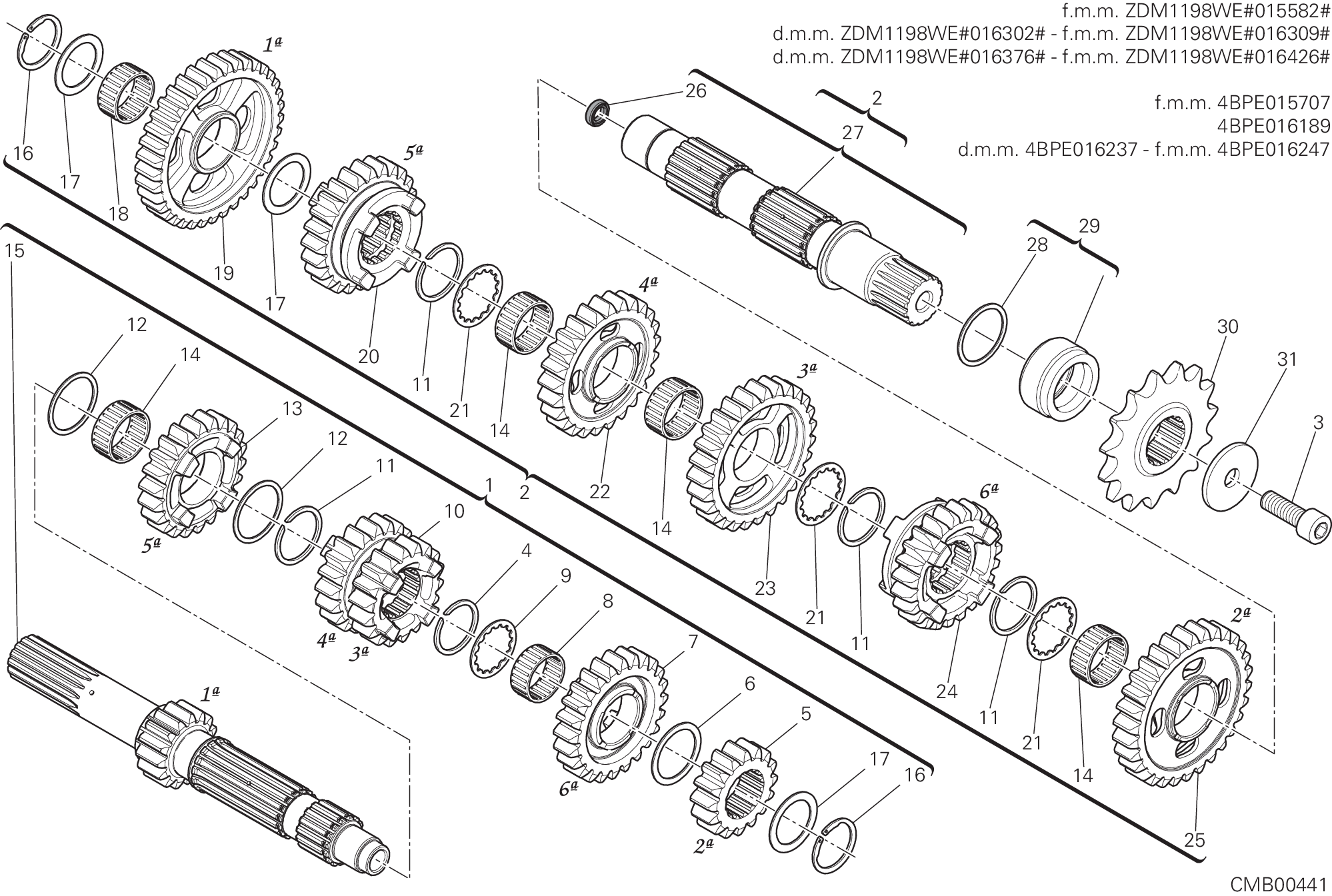 003 BOITE DE VITESSES POUR SUPERBIKE 1199 PANIGALE R 2014