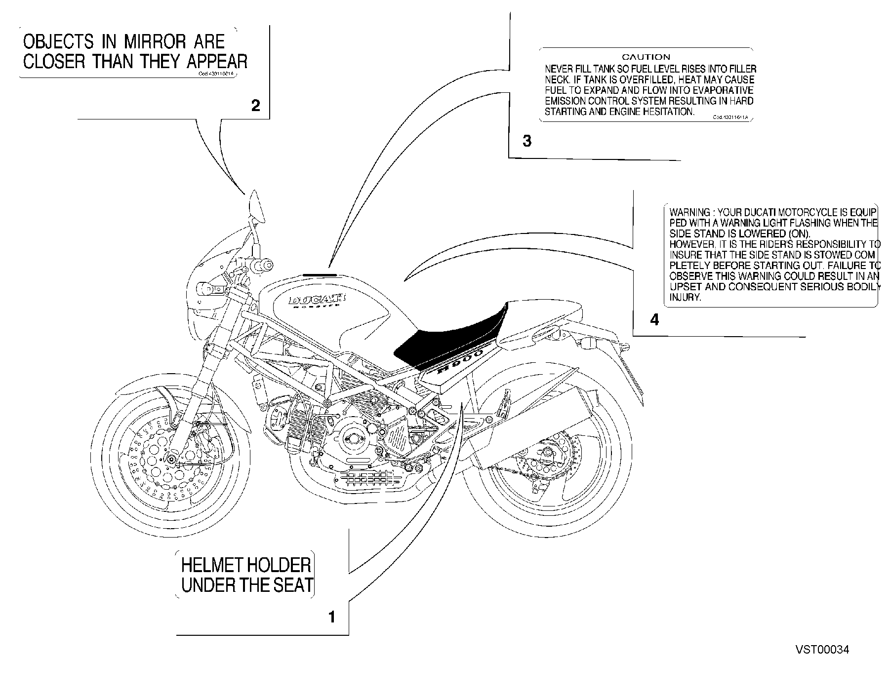 040 ETIQUETTES AVERTISSEMENT USA POUR MONSTER 900 2000