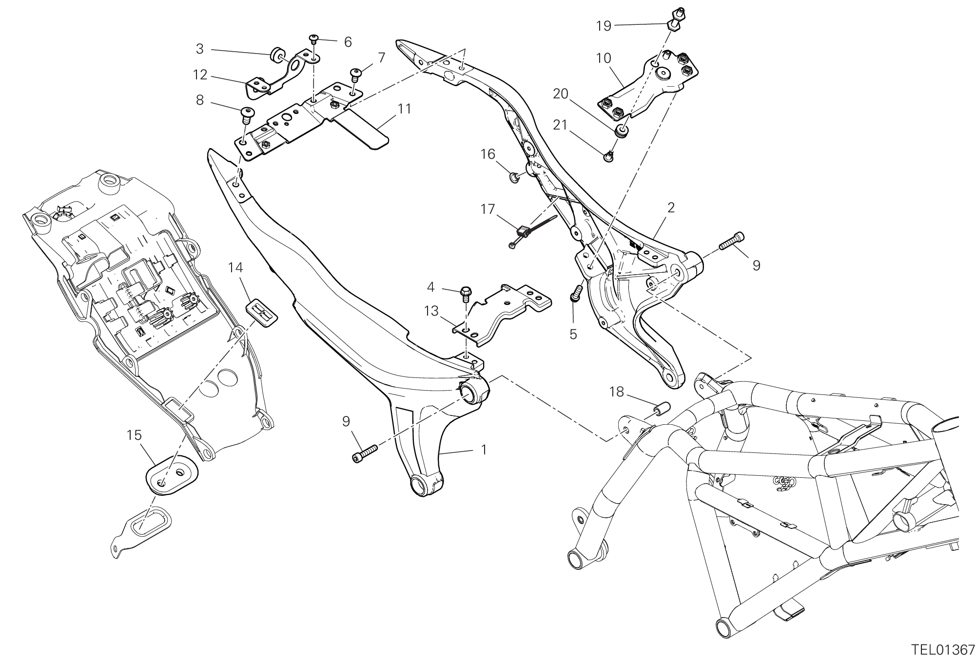 33B BRIDE ARRIERE POUR SCRAMBLER 1100 DARK PRO 2021