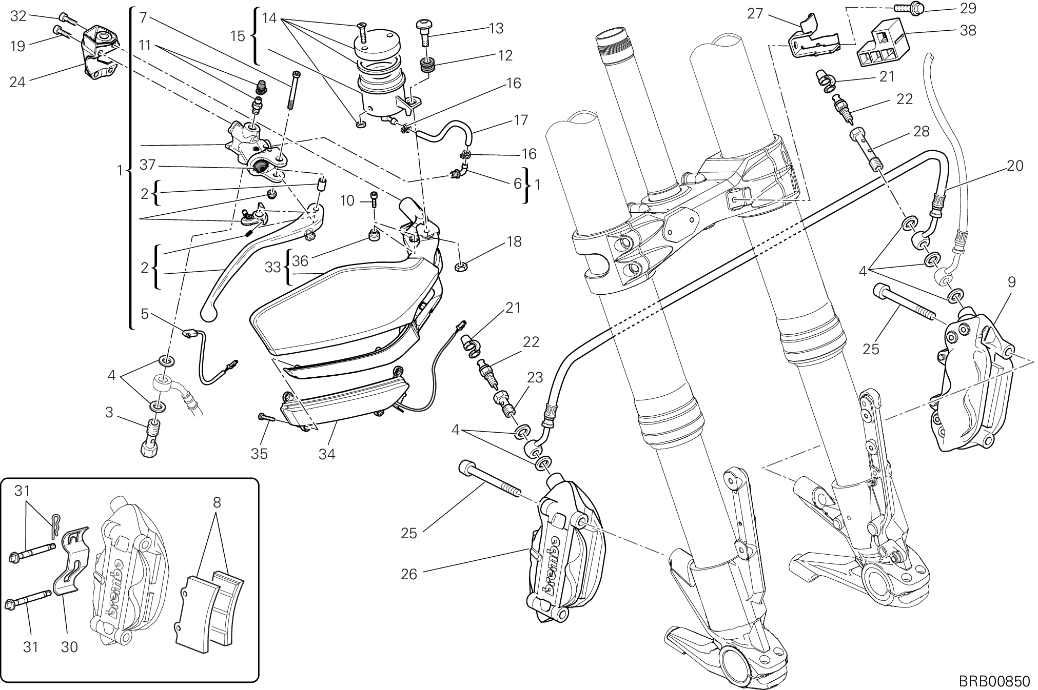 024 SYSTEME DE FREIN AVANT POUR MULTISTRADA 1200 S GT 2013
