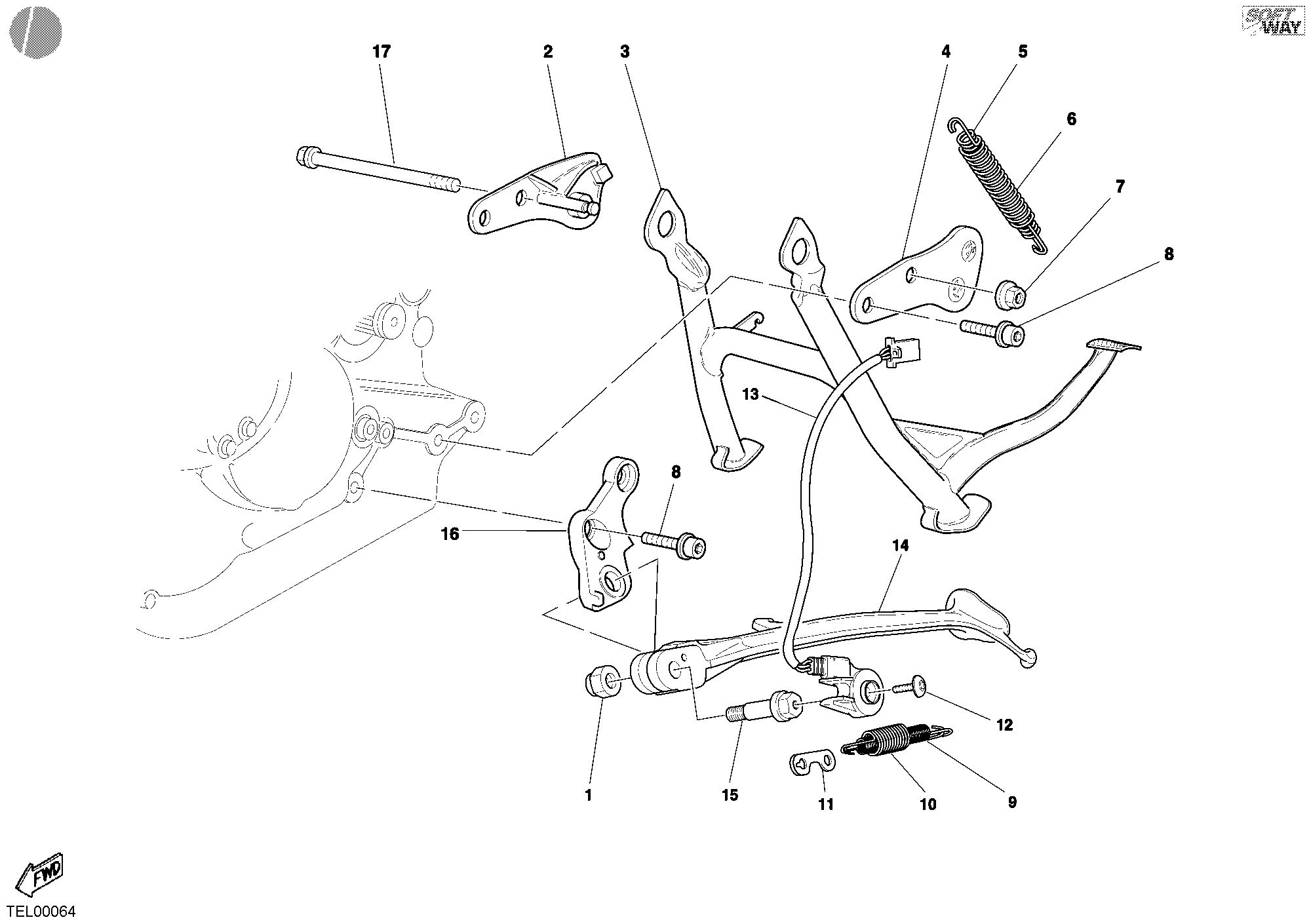 018 BEQUILLE LATERALE POUR SPORT TOURING ST4 S 2001