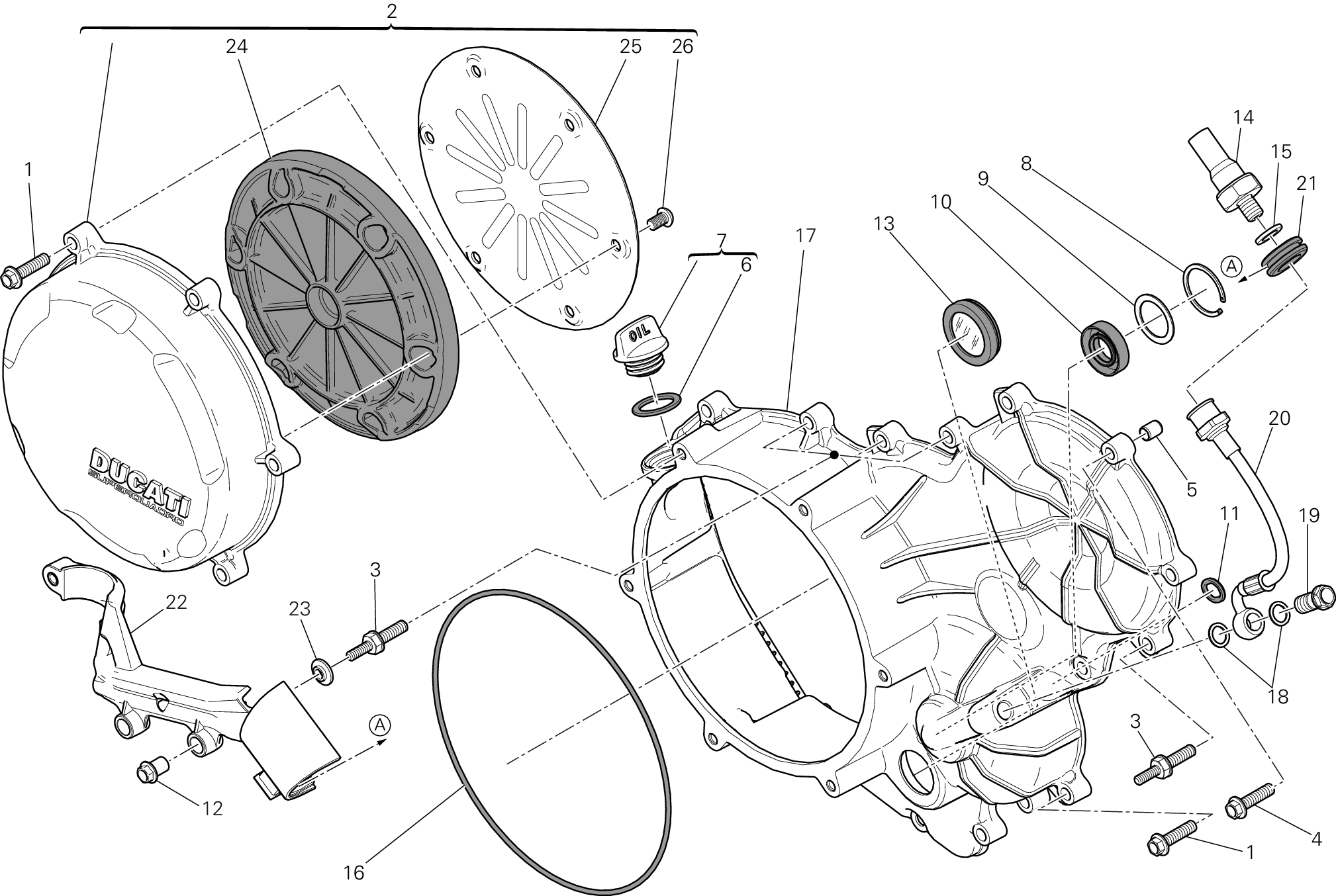 005 COUVERCLE EMBRAYAGE EXTERIEUR POUR SUPERBIKE 1199 PANIGALE ABS 2012