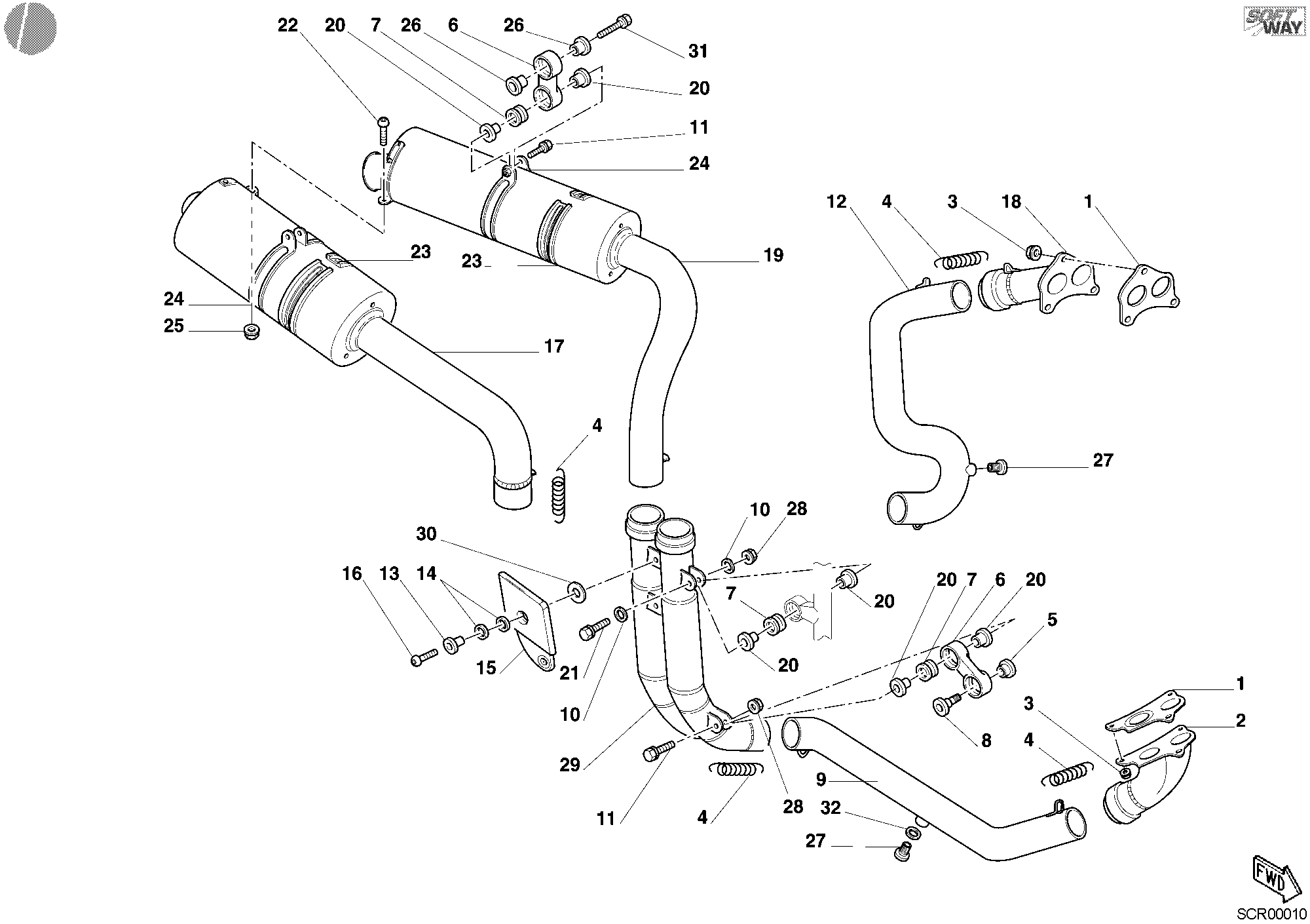 019 ECHAPPEMENT POUR SUPERBIKE 748 R SINGLE SEAT 2002