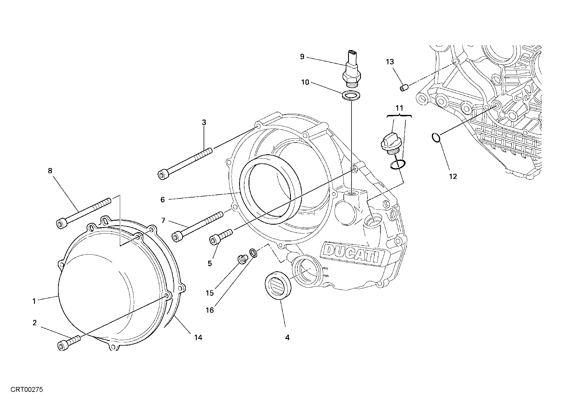 005 COUVERCLE EMBRAYAGE EXTERIEUR POUR SUPERBIKE 749 DARK 2006
