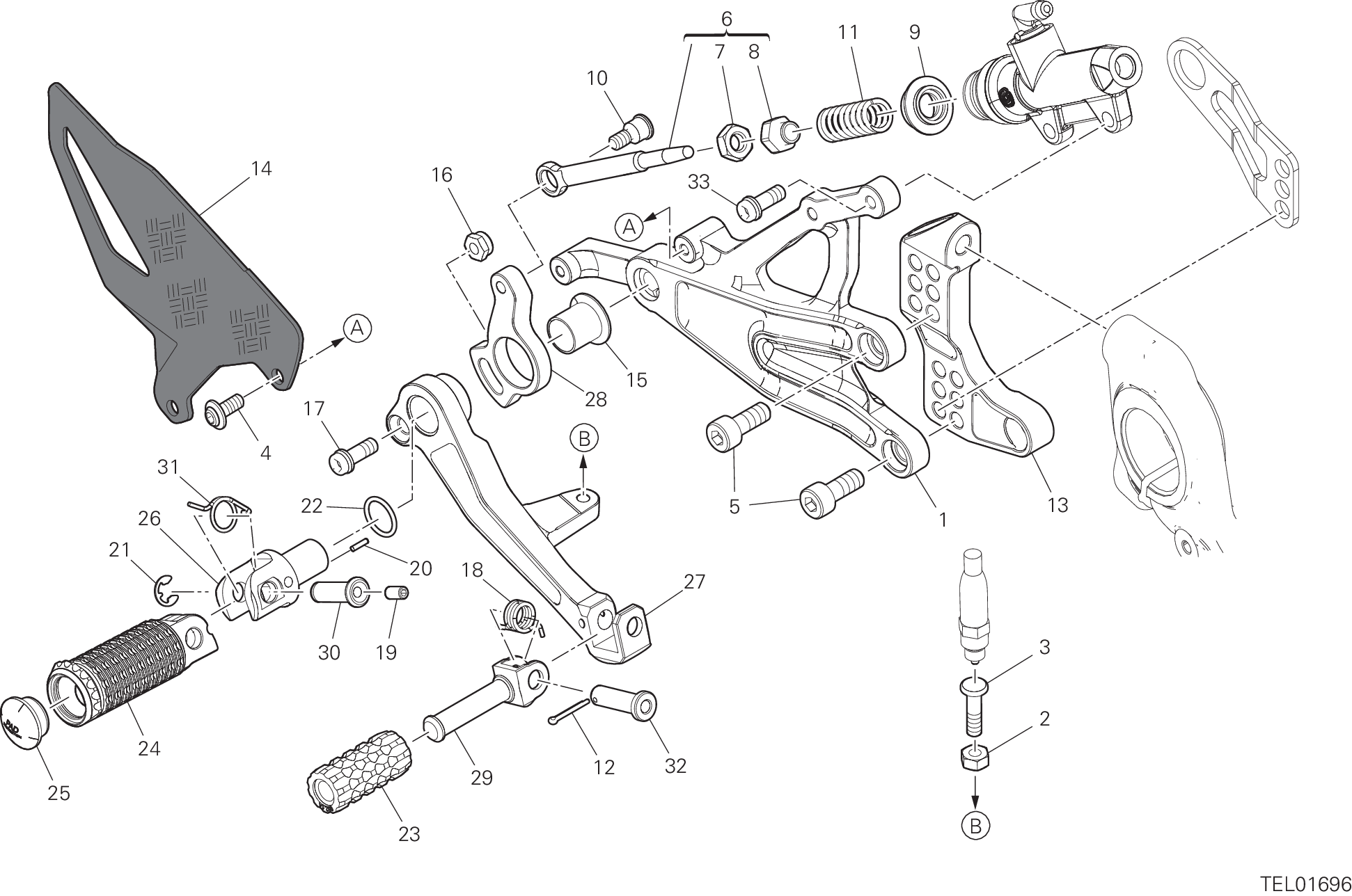 26B REPOSE PIEDS DROIT POUR SUPERBIKE PANIGALE V4 2022 WORLD CHAMPION MOTOGP REPLICA 63 2024