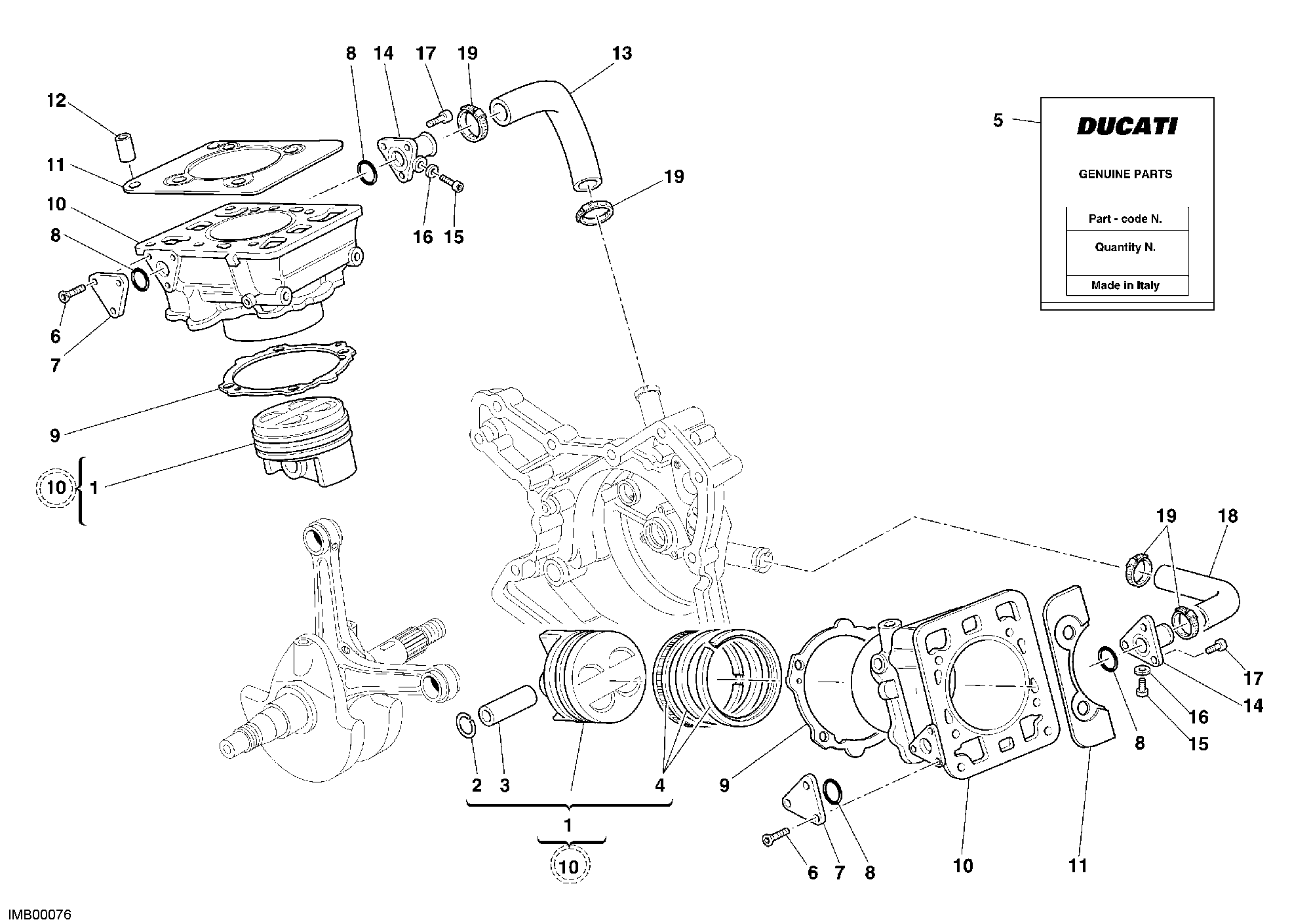 007 CYLINDRE PISTON POUR MONSTER S4R 2005