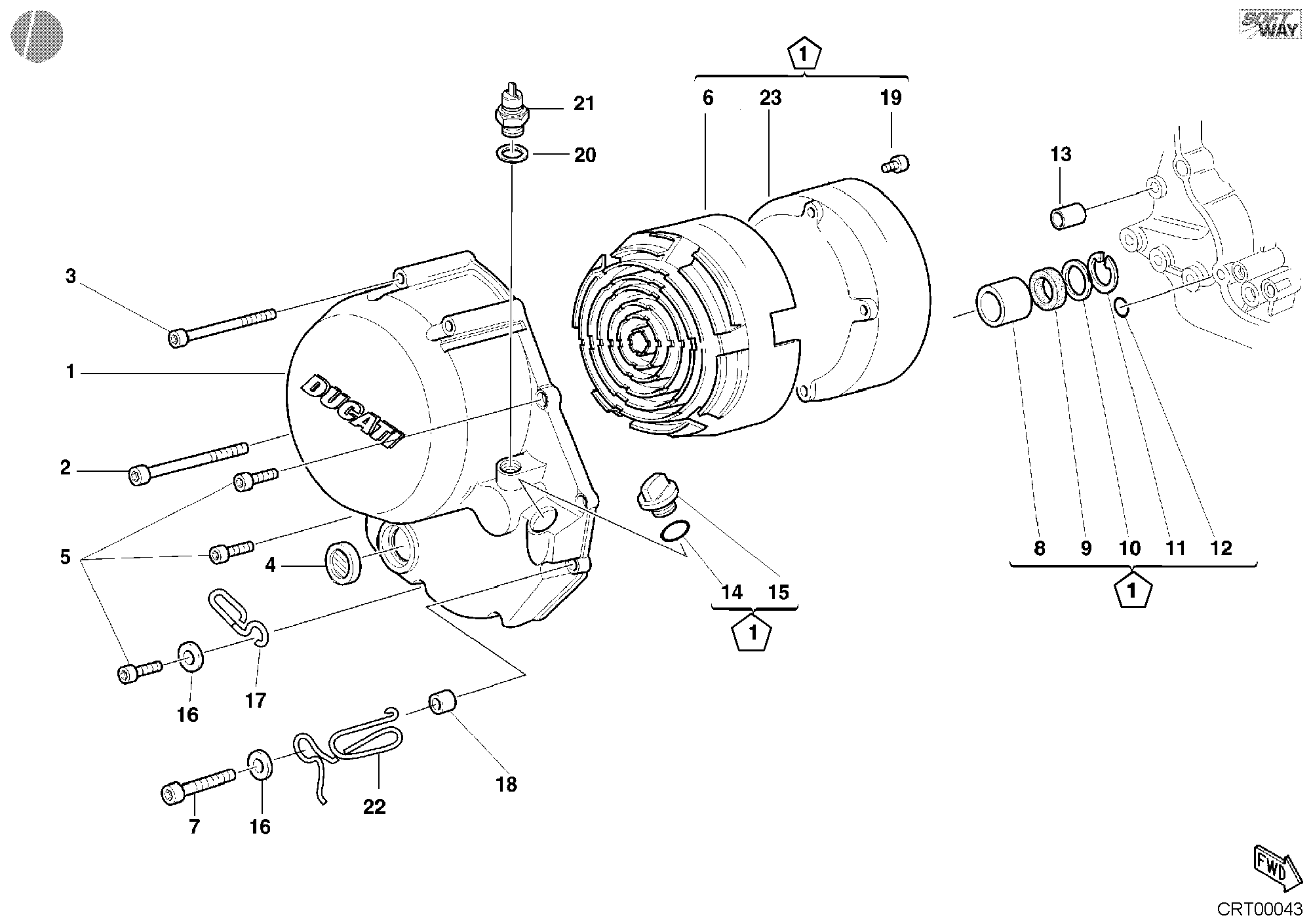 005 COUVERCLE EMBRAYAGE POUR SUPERSPORT 750 SS 2002