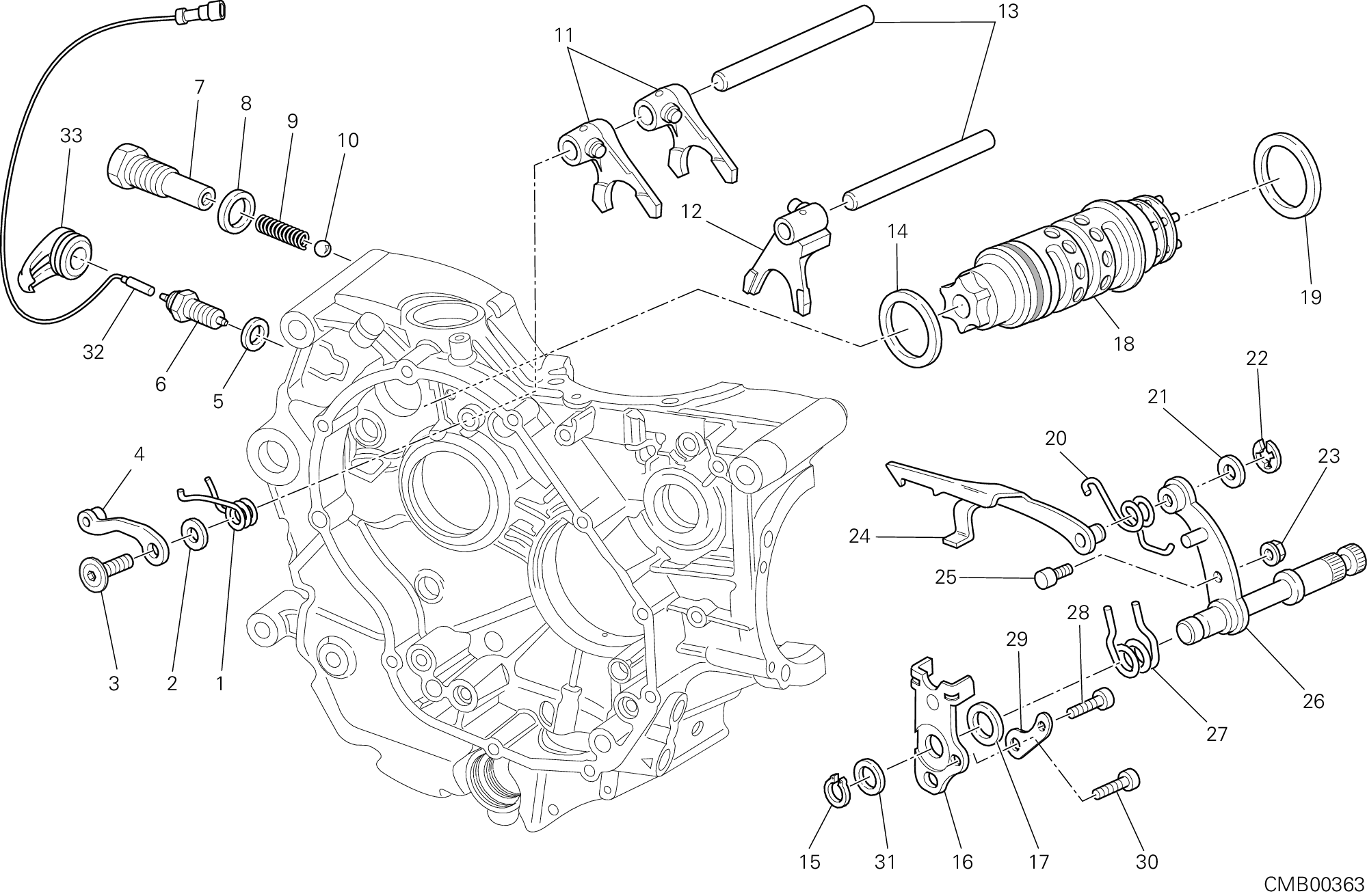 002 TAMBOUR CHANGEMENT VITESSE FOURCHETTE POUR MONSTER 796 2012