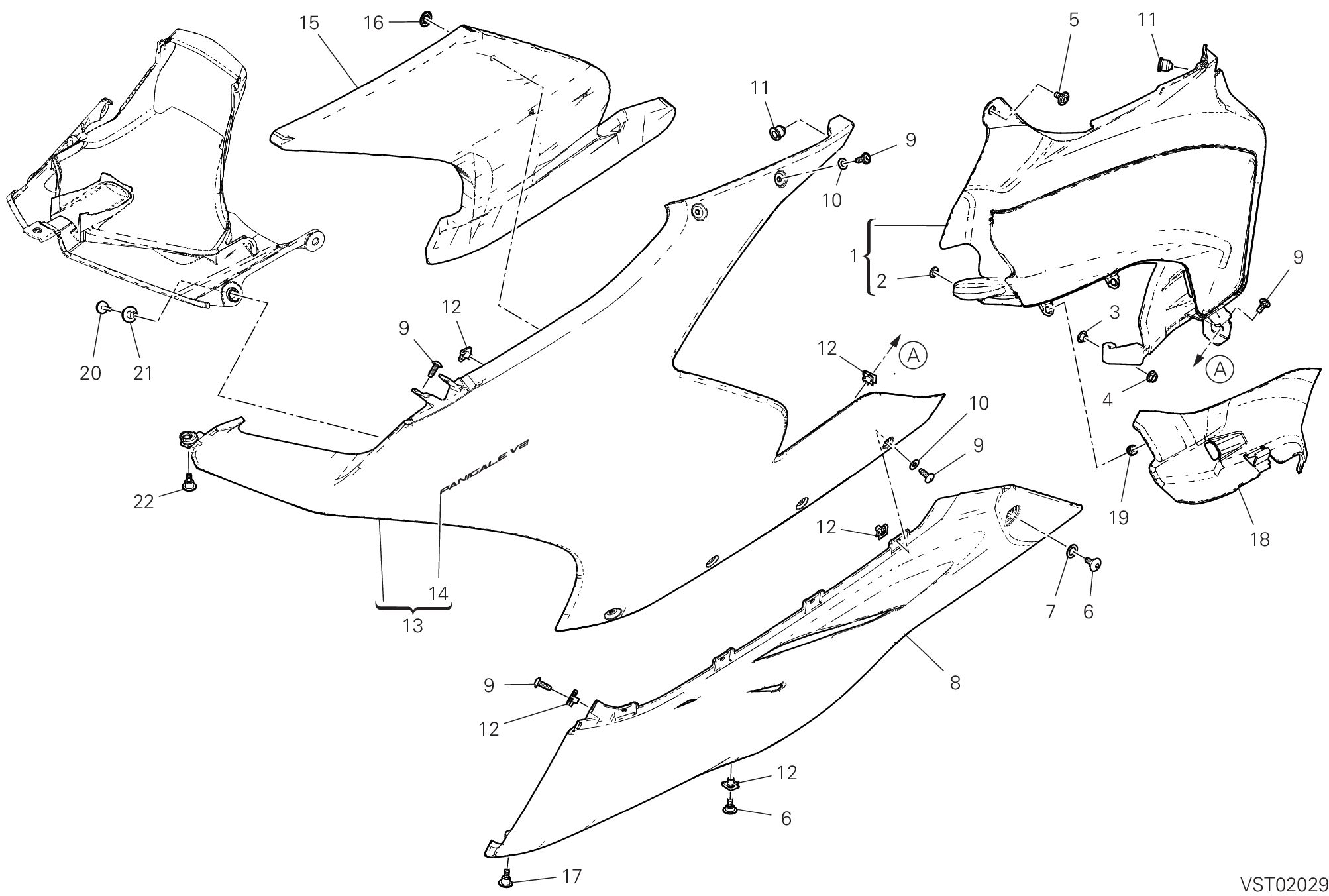 36C CARENE GAUCHE POUR SUPERBIKE PANIGALE V2 2021