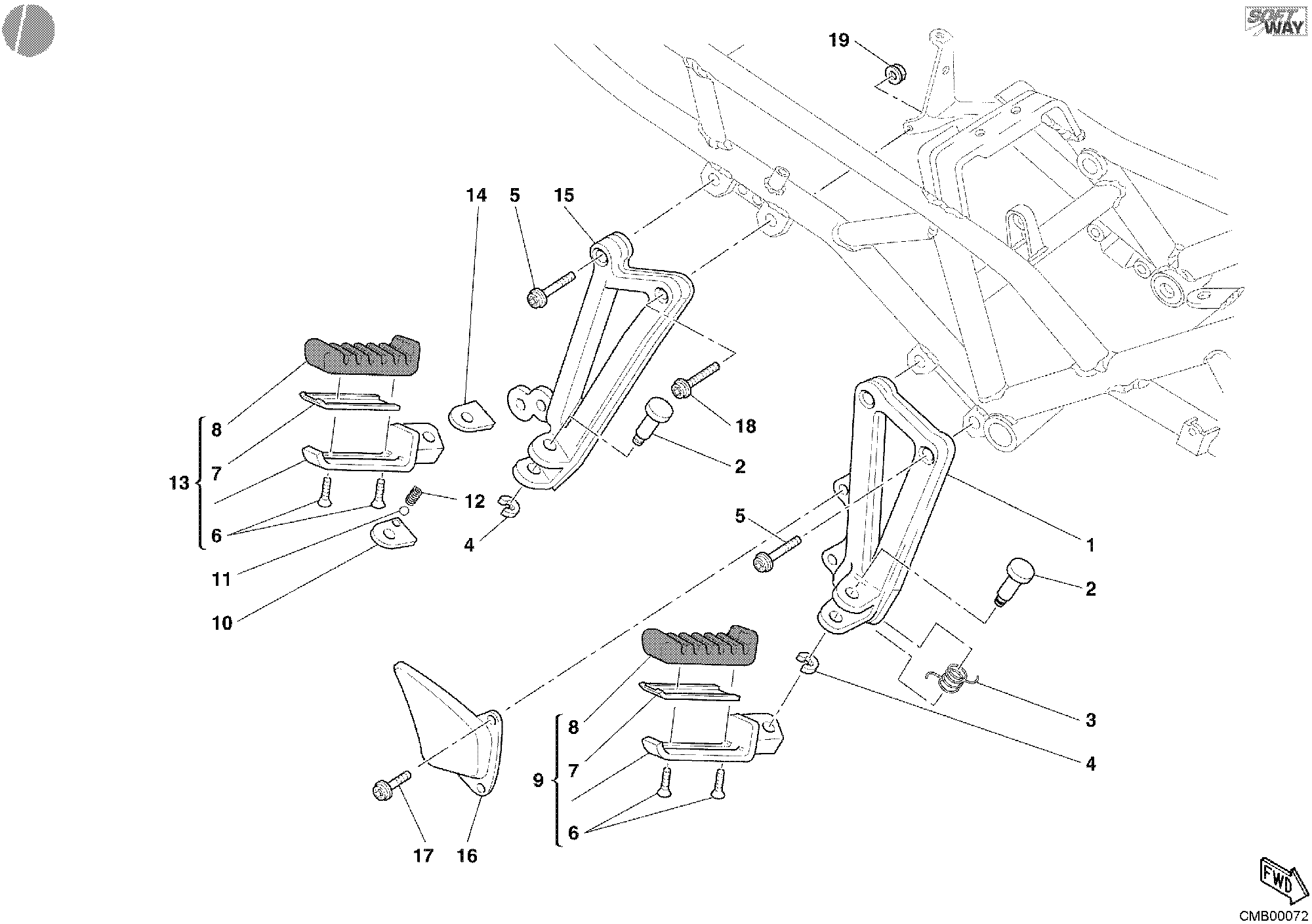 021 REPOSE PIEDS DROIT POUR SPORT TOURING ST4 S ABS 2004