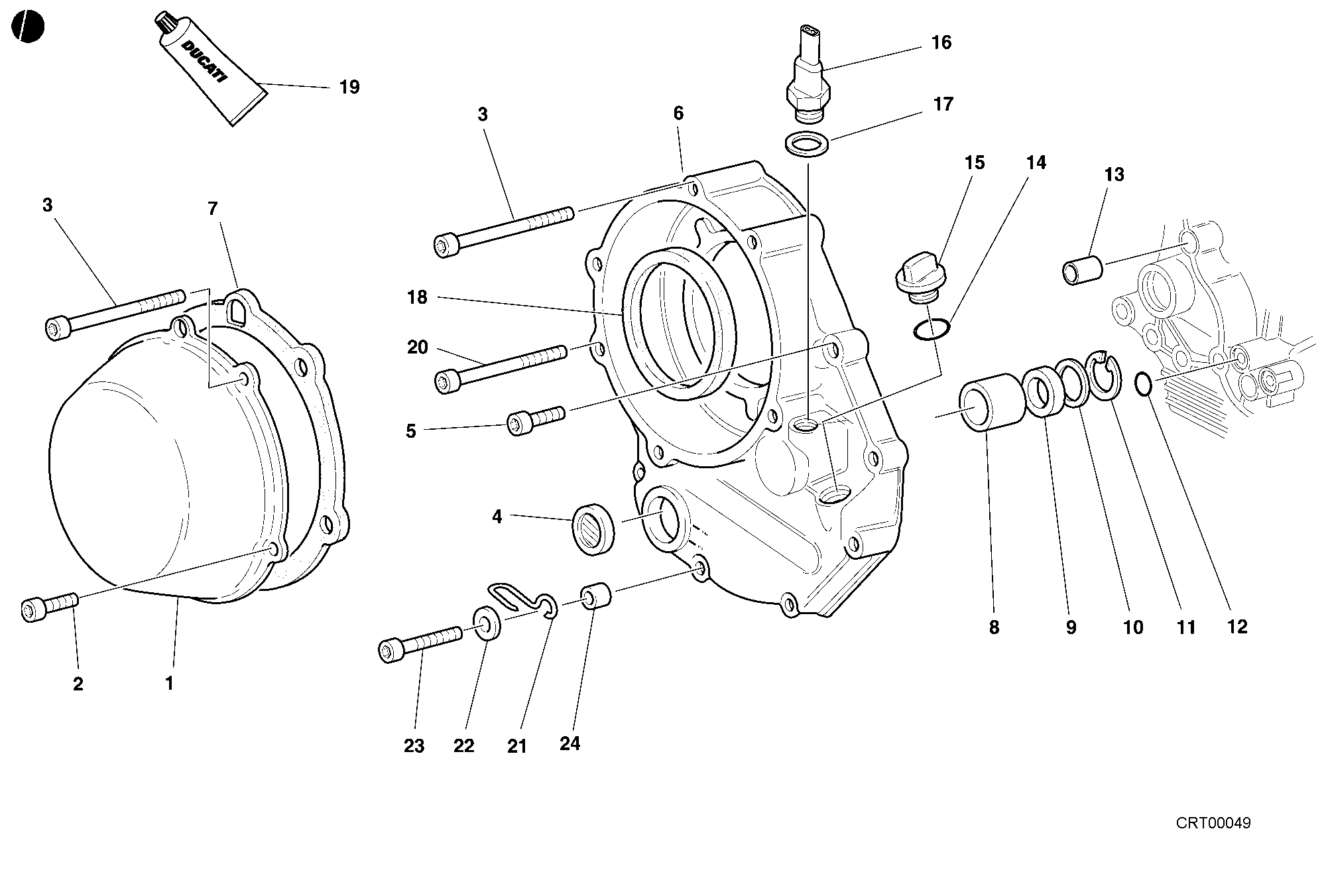 005 COUVERCLE EMBRAYAGE POUR SUPERBIKE 996 2001